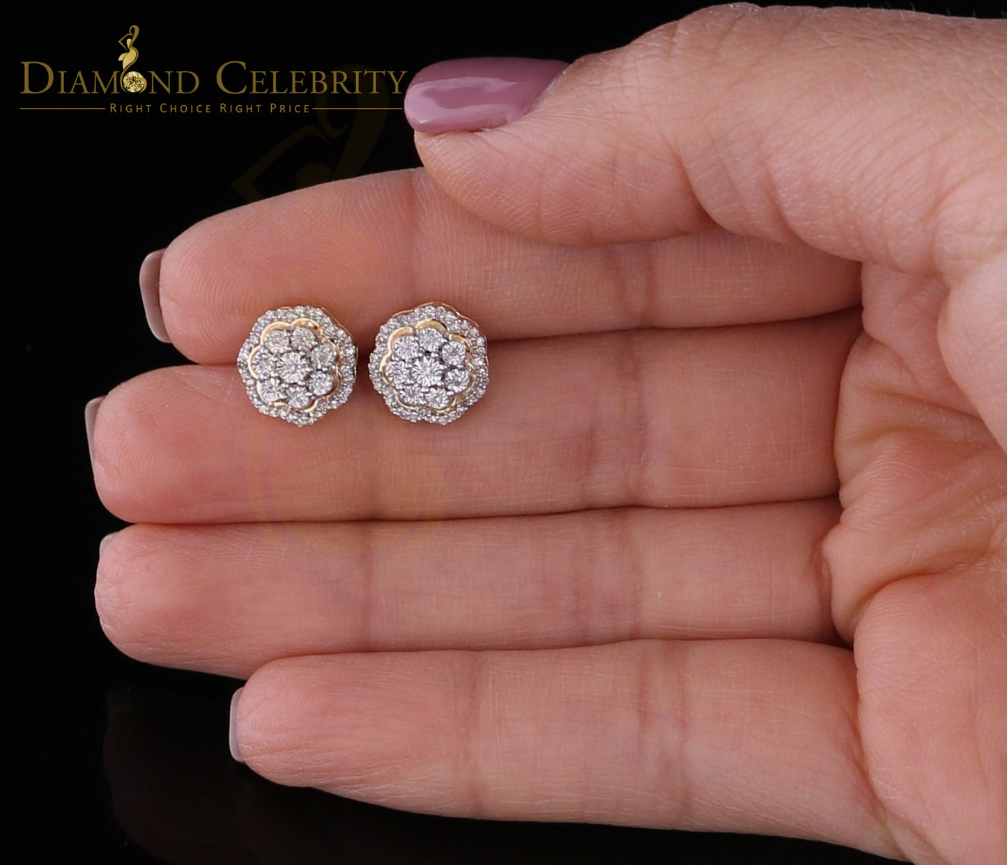 DiamondCelebritees10K Real Yellow Gold Real Diamond 0.25CT Men's/Women's Stud Micro Earring