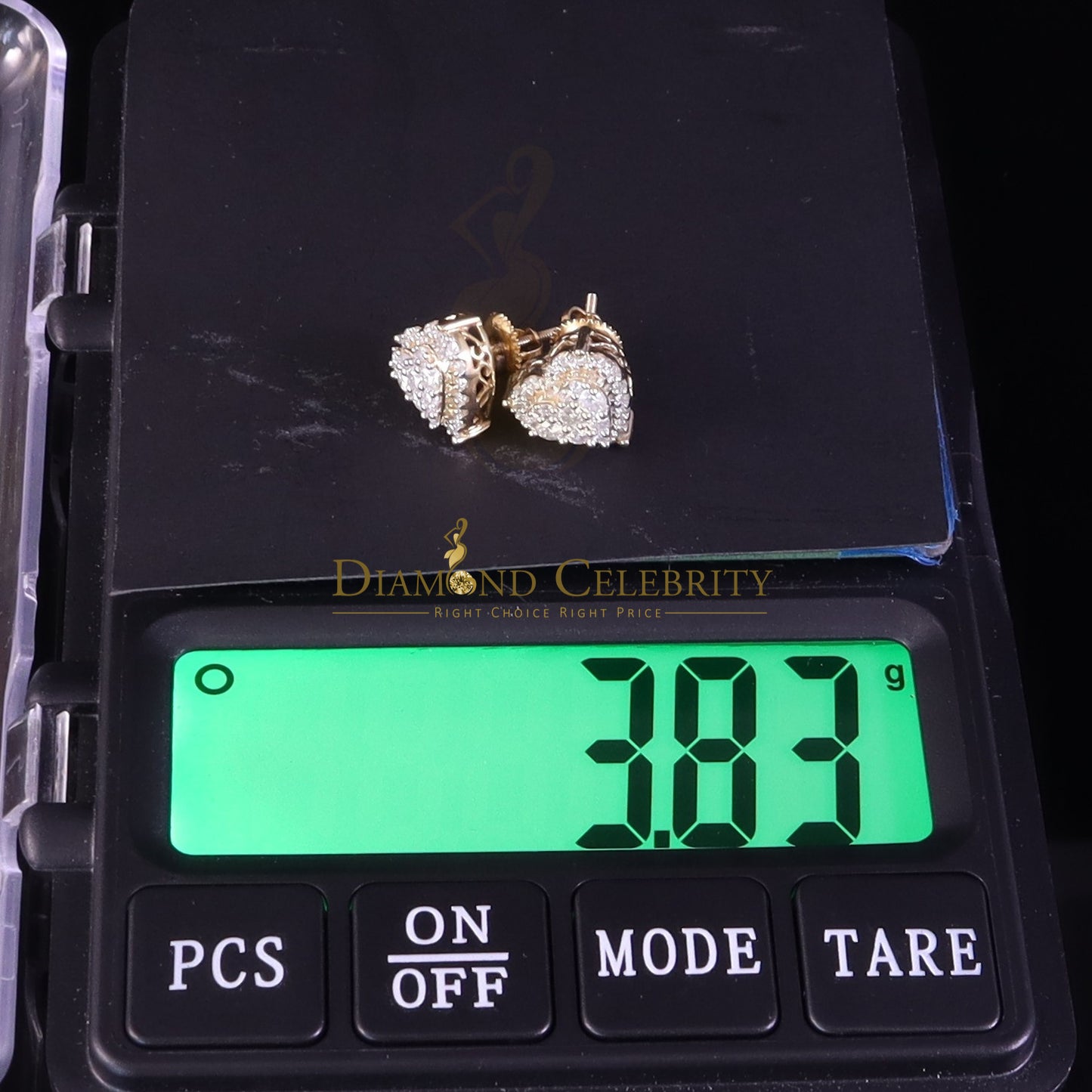 DiamondCelebritees Men's/Womens 925 Silver Yellow 1.25ct VVS 'D' Moissanite 3D Heart Stud Earrings