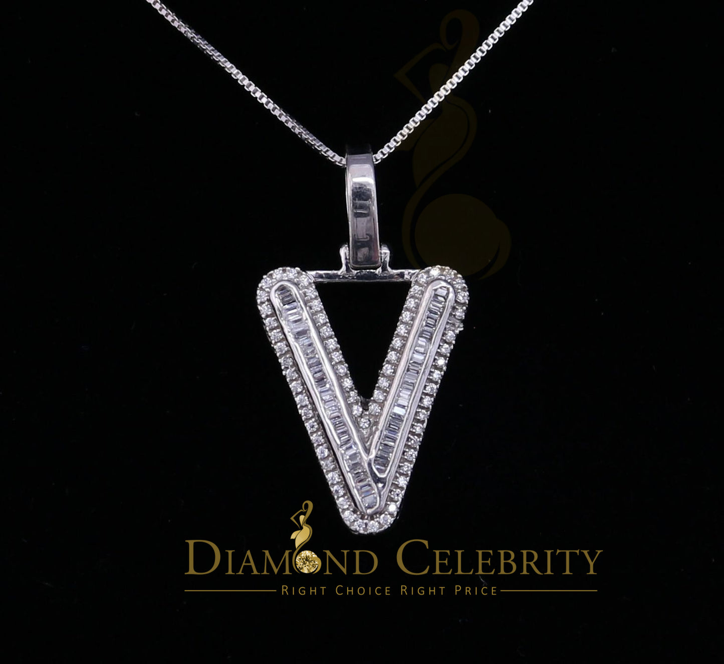 DiamondCelebritees White Bugutte Initial All Alphabet Sterling Silver Pendant with Cubic Zirconia