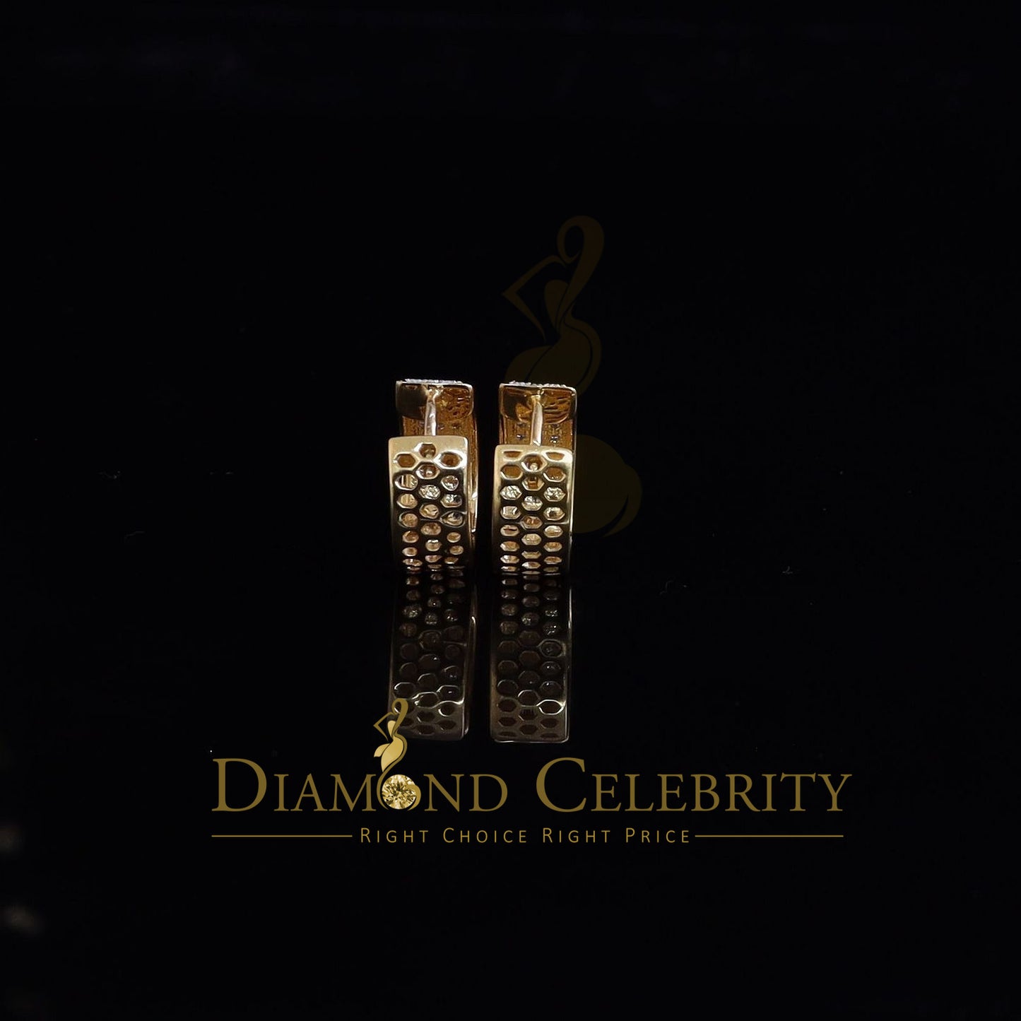 DiamondCelebritees Hip Hop Yellow 925 Silver 0.66ct Cubic Zirconia Women's & Men's Hoop Earrings