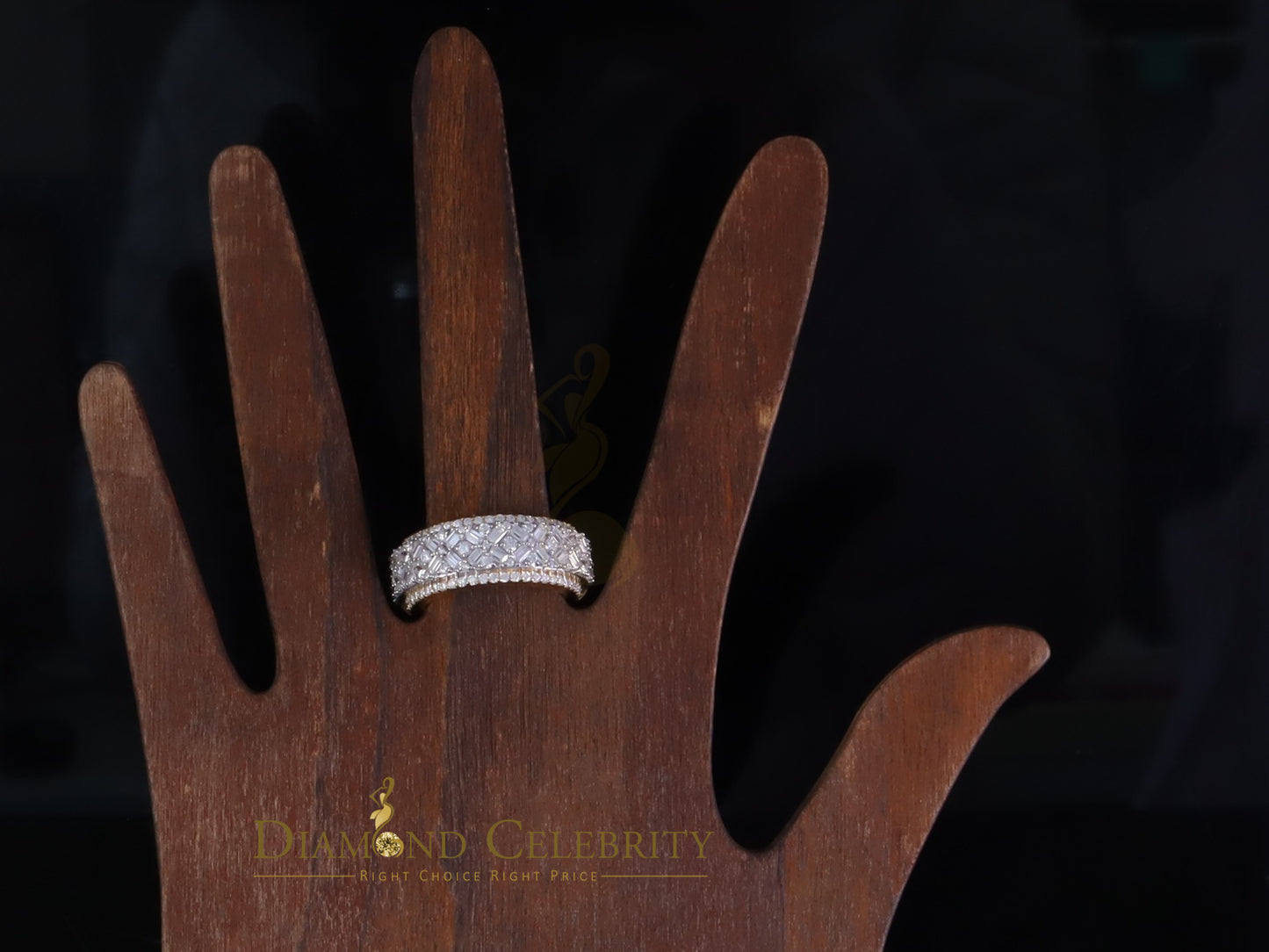DiamondCelebritees New Baguette Band Ring SZ 8 Women/Men 925 Yellow Silver2.50ct VVS D Moissanite