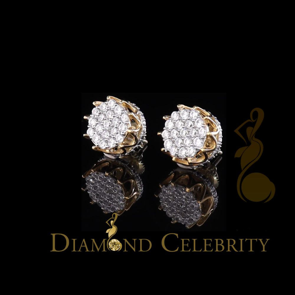 DiamondCelebritees Hip Hop Yellow 925 Silver 2.04ct Cubic Zirconia Women's & Men's Floral Earrings