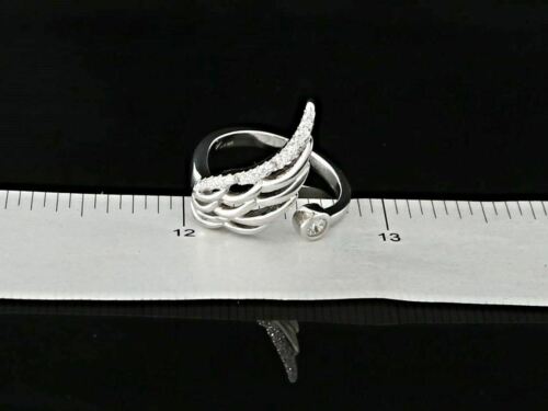 DiamondCelebritees 925 Sterling White Silver Angel Wing Ring Size 6.5 with 1.50ct Cubic Zirconia