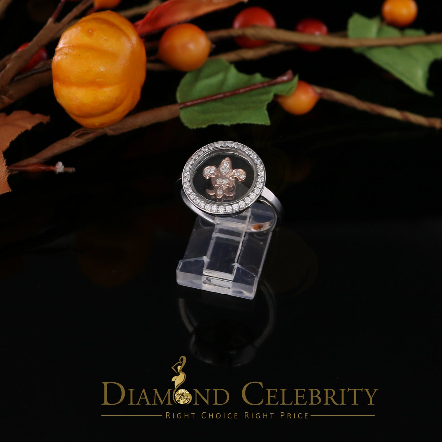 DiamondCelebritees White 0.50ct 925 Sterling Silver Fleur de lis Cubic Zirconia Women's Ring Size 7