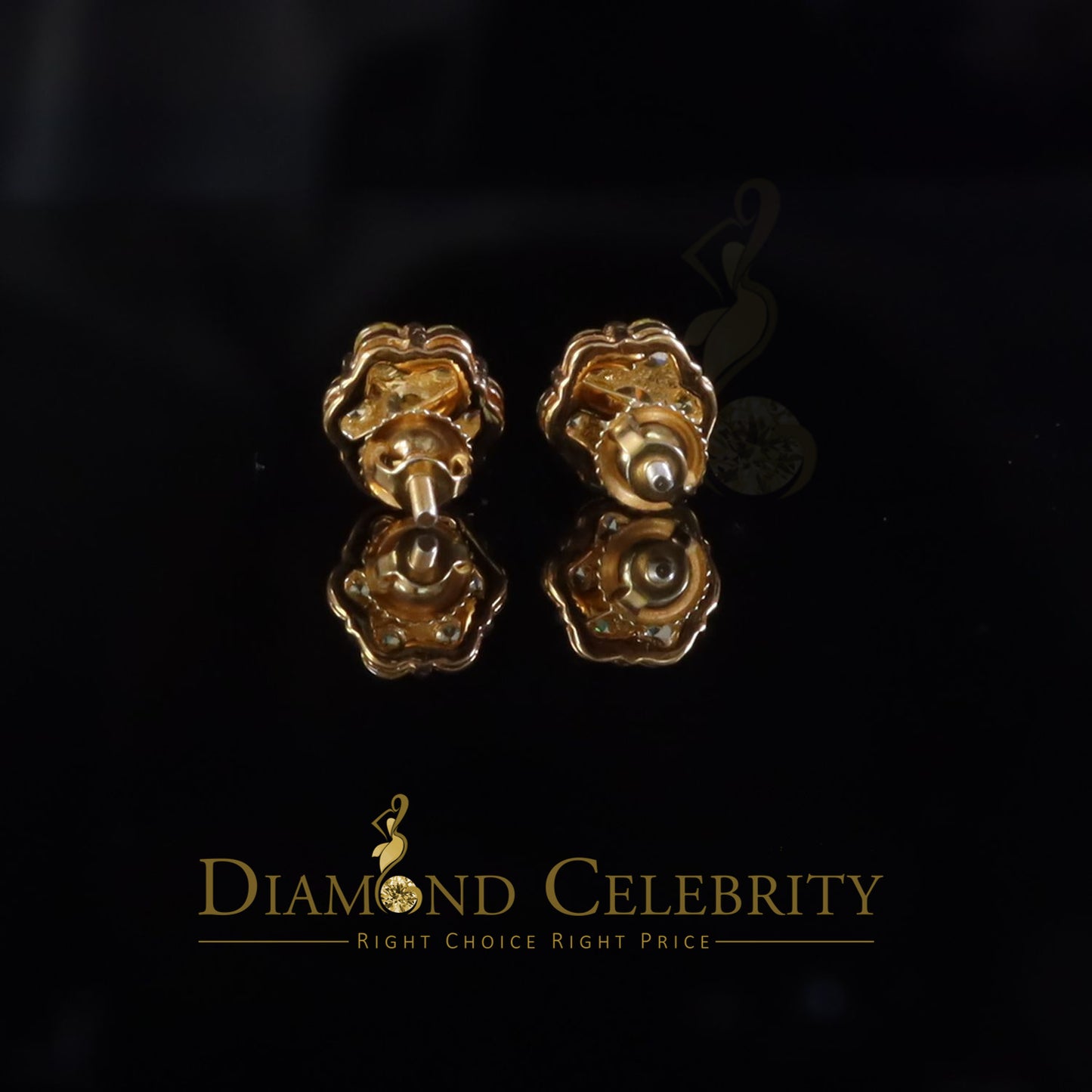 DiamondCelebritees Yellow 925 Silver Sterling 2.06ct Cubic Zirconia Hip Hop Floral Women's Earrings