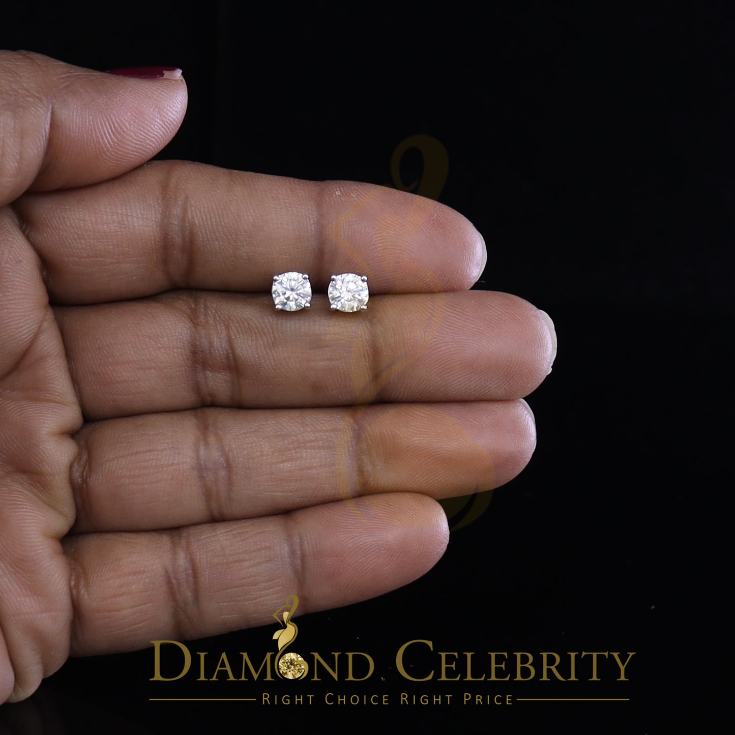 Diamondcelebritees Men's & Women Stud White 925 Silver 1.00ct VVS 'D' Moissanite Stud Stud Earrings