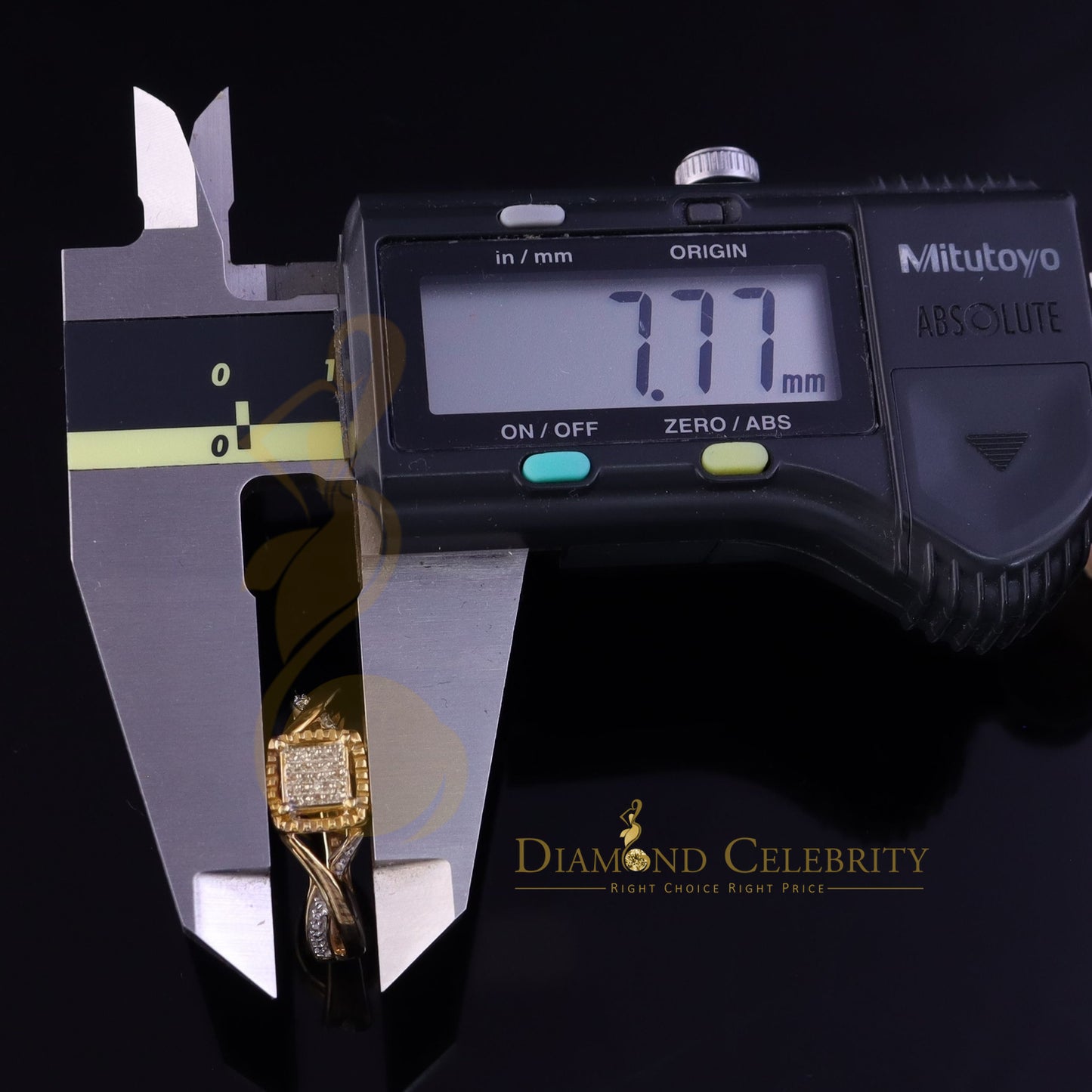 DiamondCelebritees 0.10CT Real Diamond 925 Sterling Yellow Silver Style Square Womens Ring Size 7