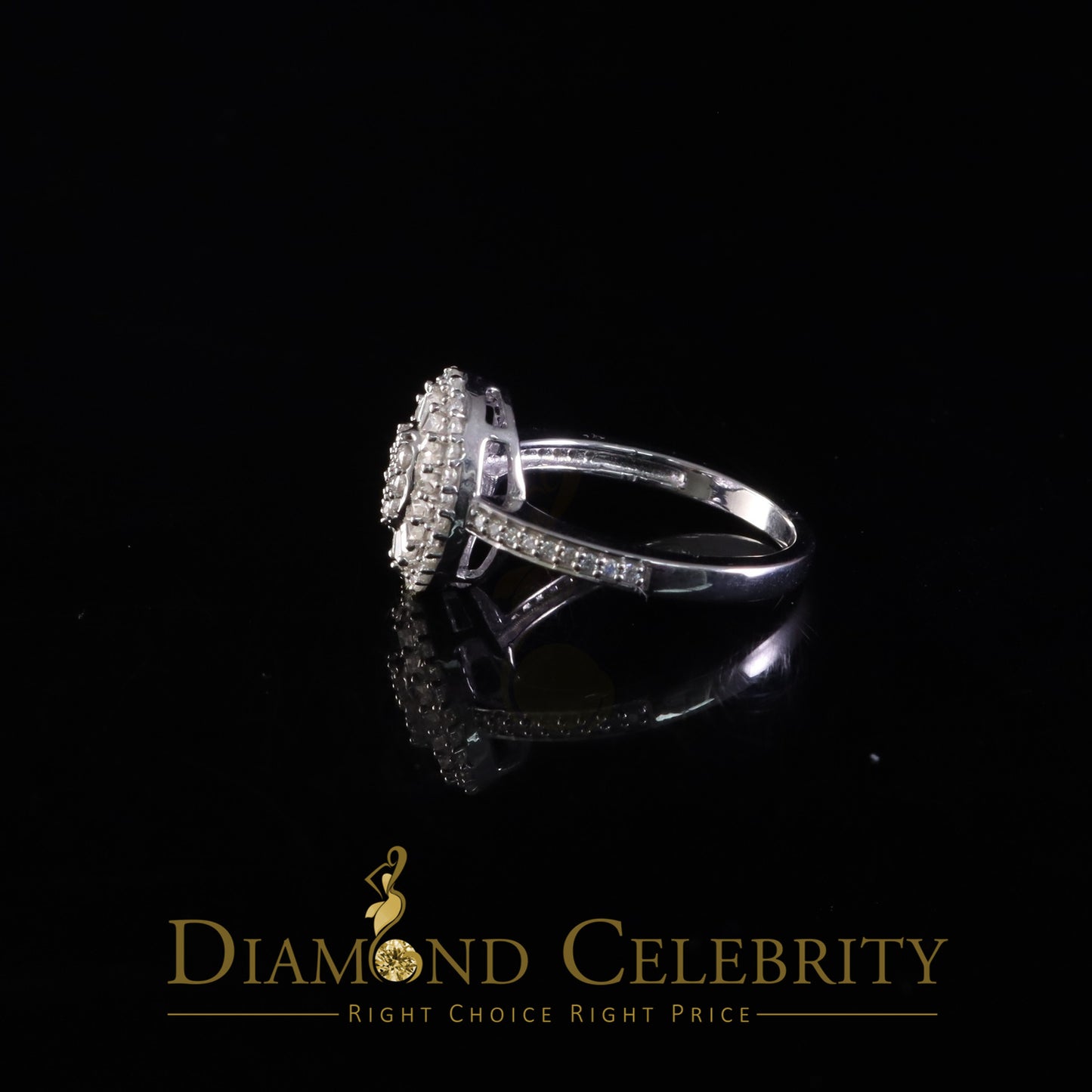 DiamondCelebritees Women Oval Shape 925 White Silver 1.00ct VVS 'D' Baguette Moissanite Ring Size 7