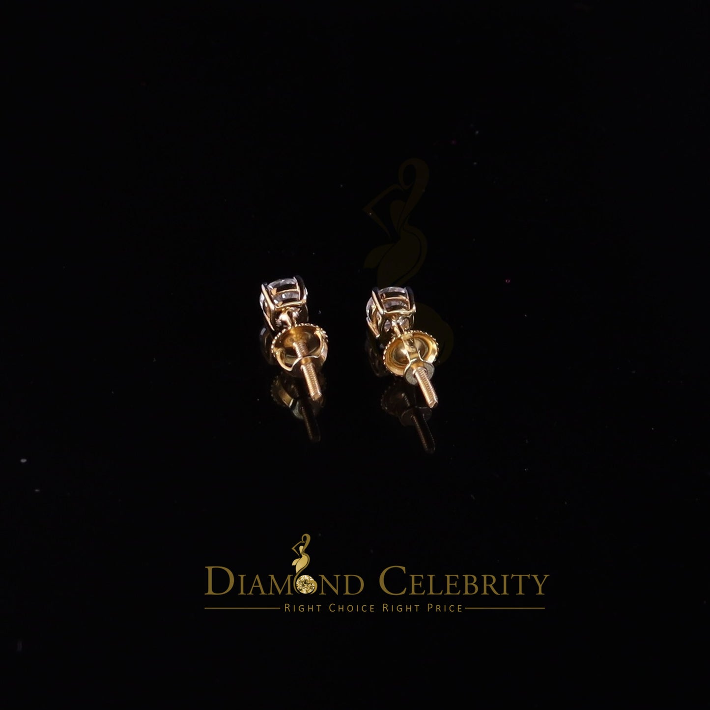 DiamondCelebritees Round 0.50ct VVS 'D' Moissanite Men's/Womens 925 Silver Yellow Stud Earrings