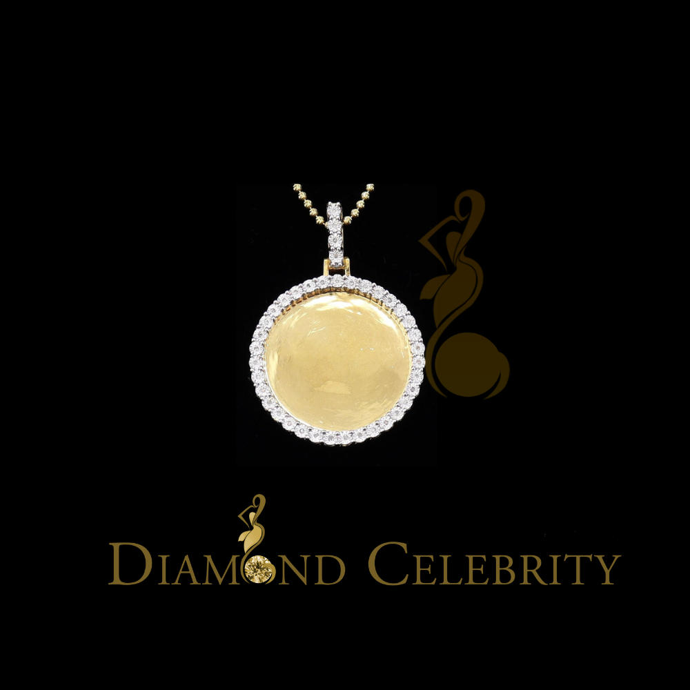 DiamondCelebritees Real 0.15ct Diamond Sterling Silver 1.50" PICTURE Charm Fashion Yellow Pendant
