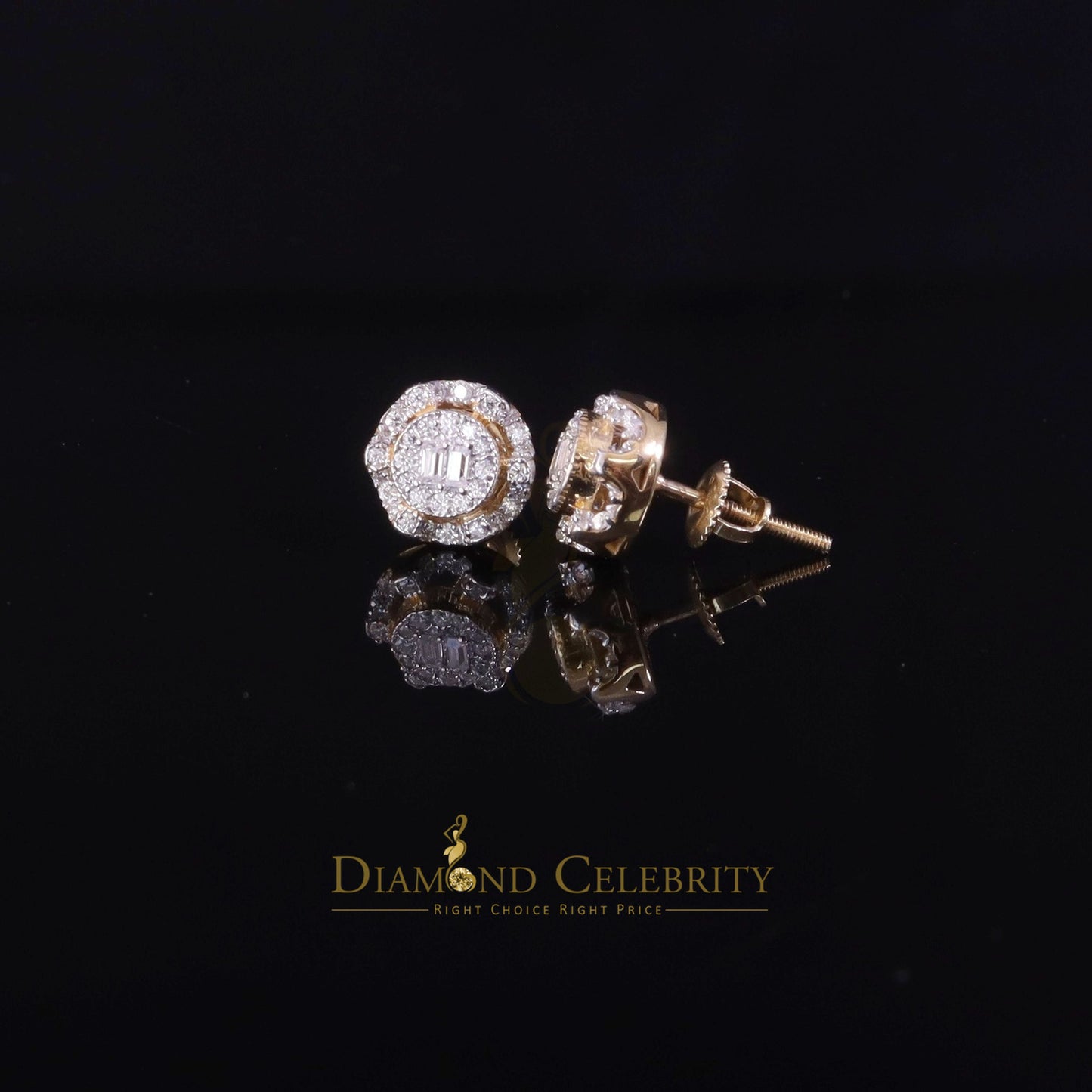 DiamondCelebritees 0.50ct VVS 'D' Moissanite Men's/Womens 925 Silver Yellow Round Stud Earrings