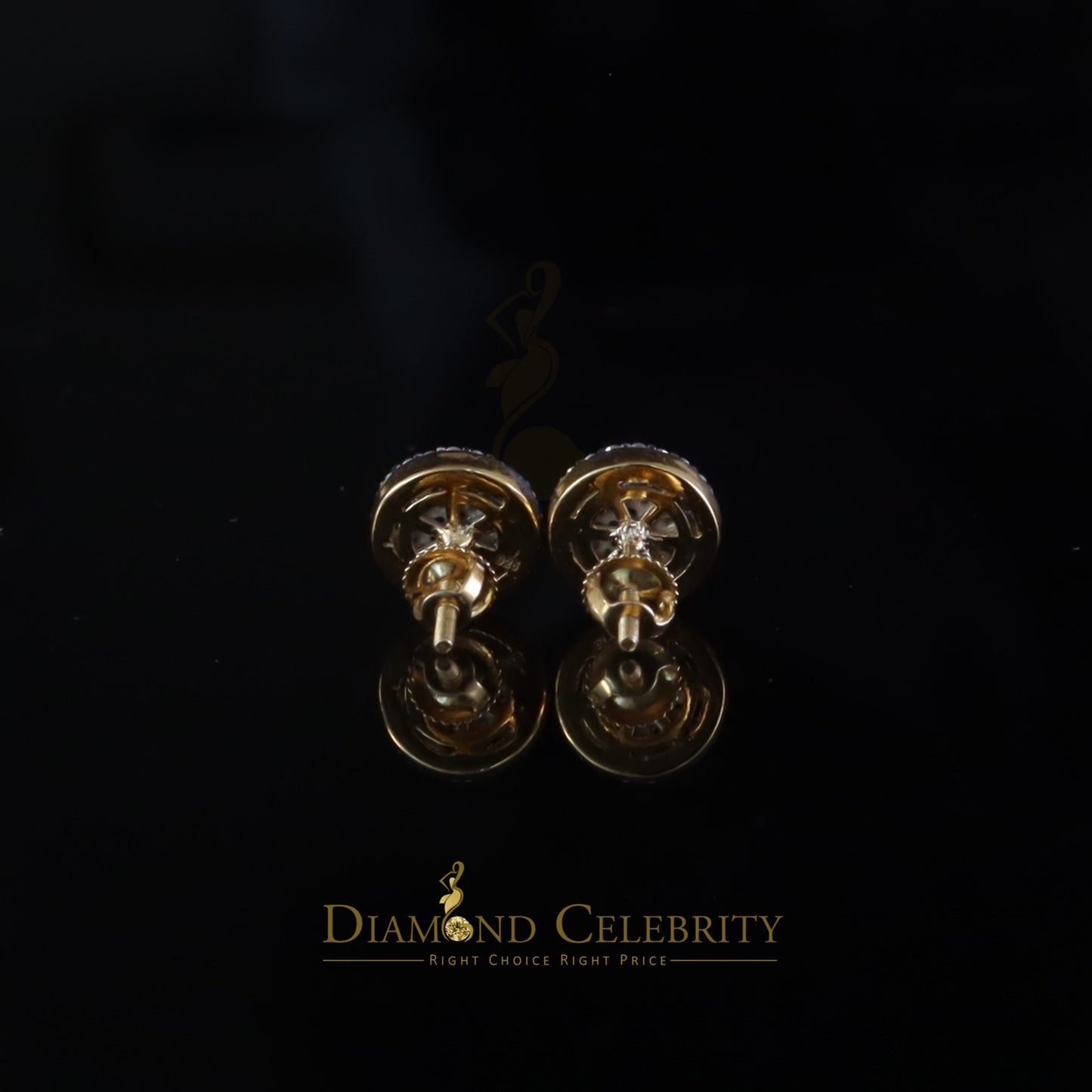 DiamondCelebritees New Yellow Floral 0.66ct VVS 'D' Moissanite Men/Womens 925 Silver Stud Earrings