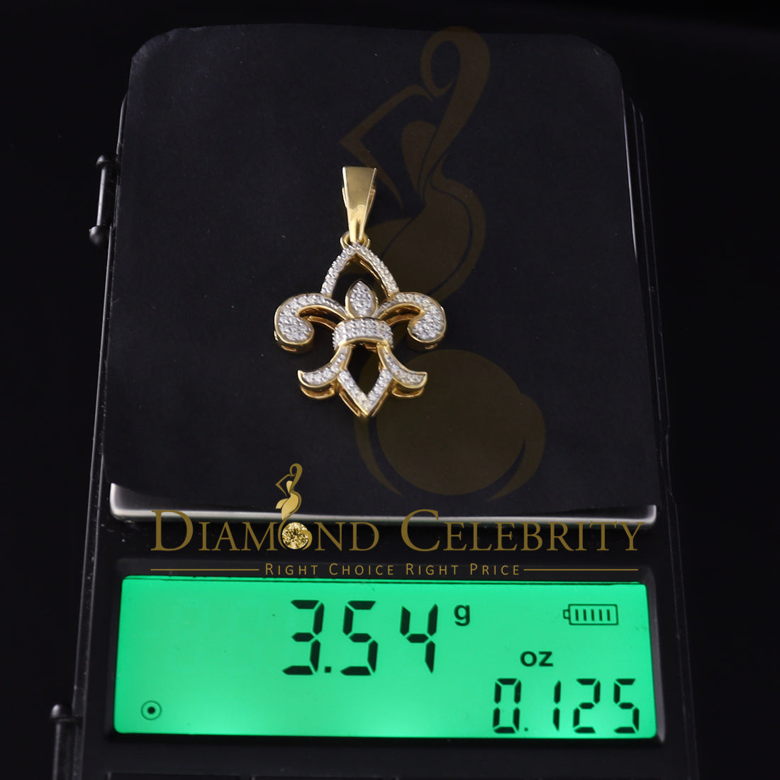 DiamondCelebritees Yellow 925 Sterling Silver Charm Necklace Pendant with 0.78ct Cubic Zirconia