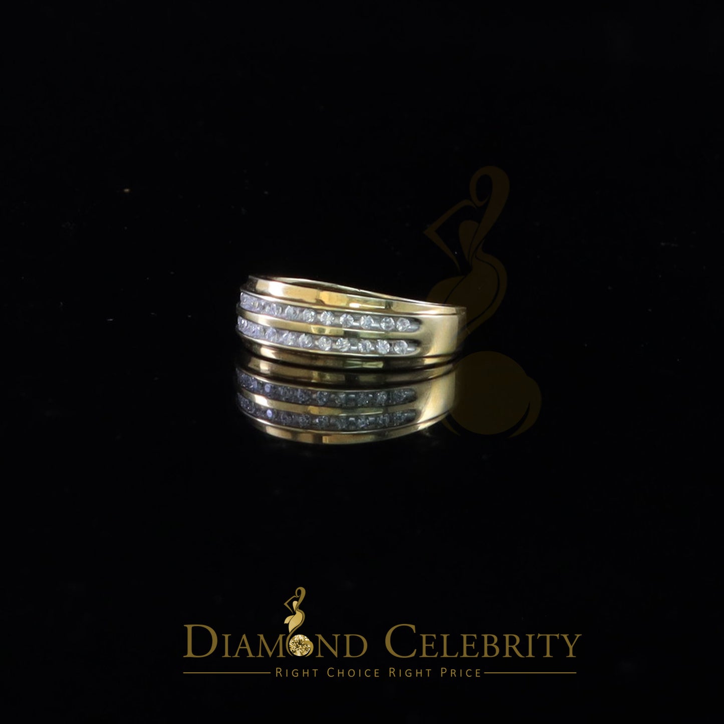 DiamondCelebritees Men's 0.50ct Cubic Zirconia Yellow 925 Sterling Silver Round Ring Size 10