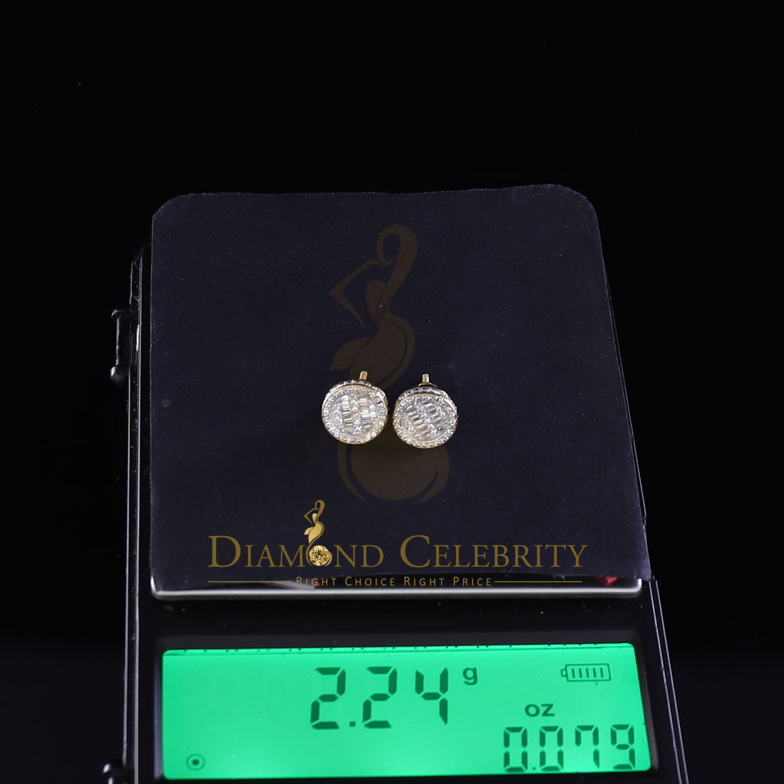 DiamondCelebritees 0.50ct VVS 'D' Moissanite Men's/Womens 925 Yellow Silver Round Stud Earrings