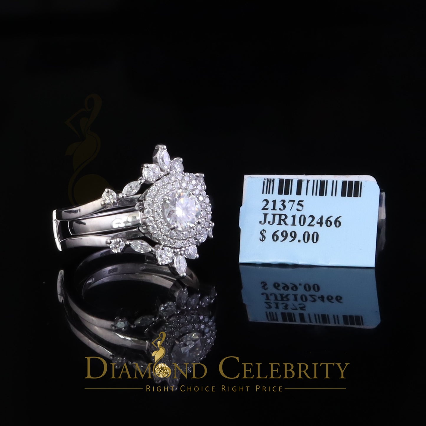 DiamondCelebritees 925 Silver Moissanite White Enhancer Round 1.66ct Wrap Insert Ring Sz7 For Women