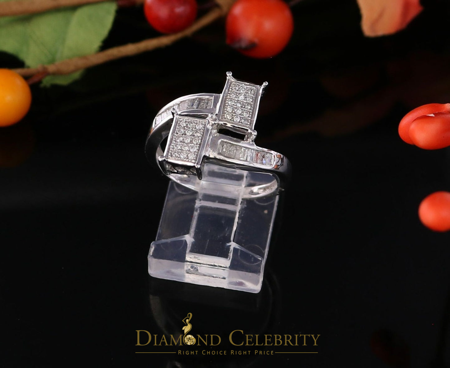 DiamondCelebritees Real 14kt White Gold with 0.33CT Real Mix Bugget Round Diamond Ring Size 6.5