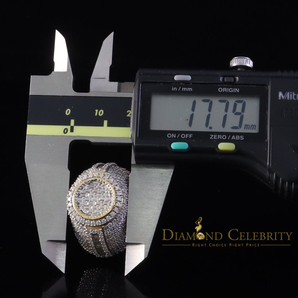 DiamondCelebritees Sterling Yellow Silver 5.50ct Buguette VVS 'D' Moissanite Round Men's Ring SZ 10