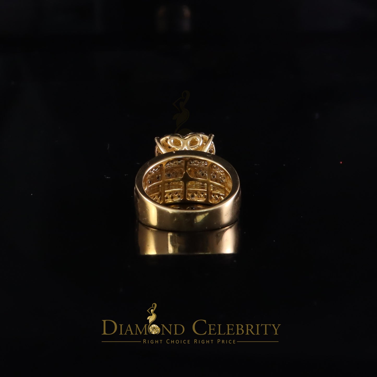 DiamondCelebritees Real Diamond 0.33ct Cindarella 925 Yellow Silver Women Engagement Heart Ring SZ7
