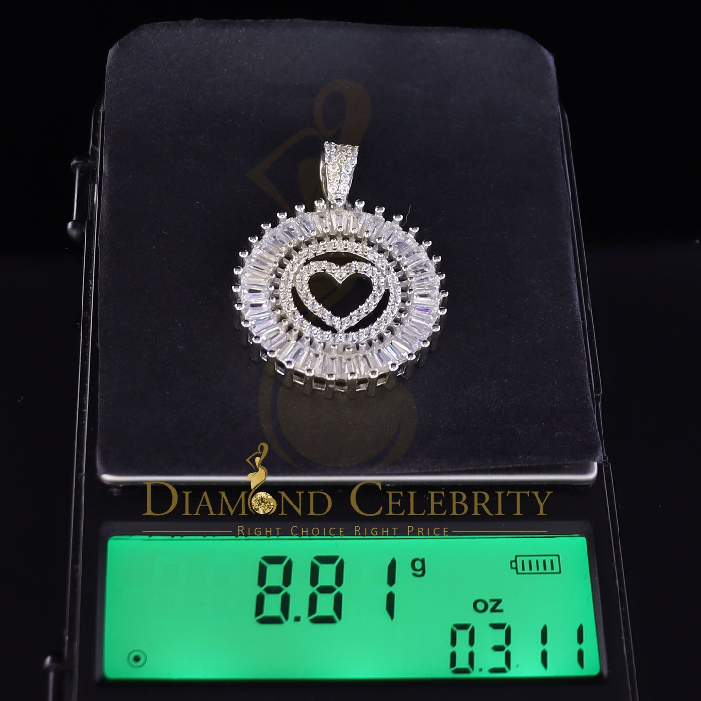 DiamondCelebritees Beautiful White Sterling Silver Heart Shape Pendant with 3.96ct Cubic Zirconia