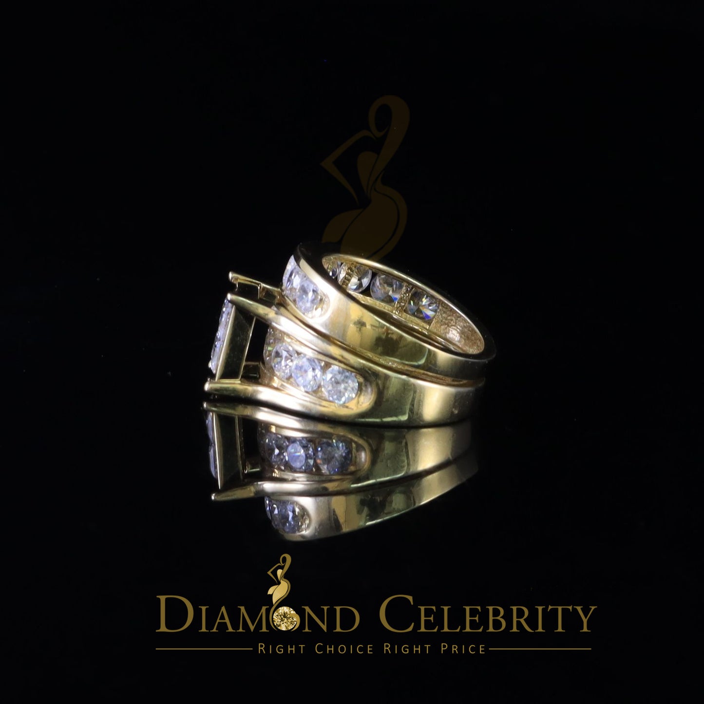 DiamondCelebritees 925 Sterling Yellow Silver 3.50 ct Square Cubic Zirconia Bridal Womens Ring SZ 8
