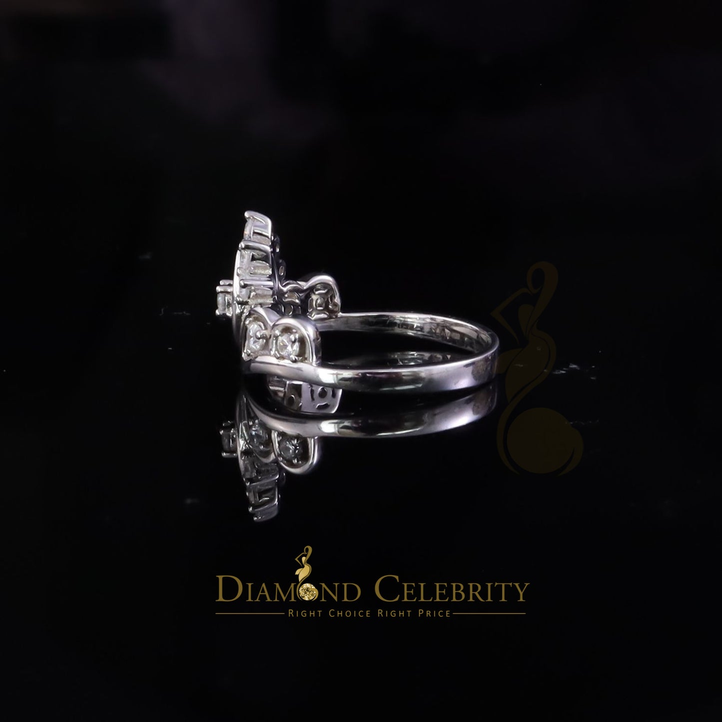 DiamondCelebritees Diamond Celebrity Womens 0.60ct Cubic Zirconia White Silver Crown Set Ring SZ 8