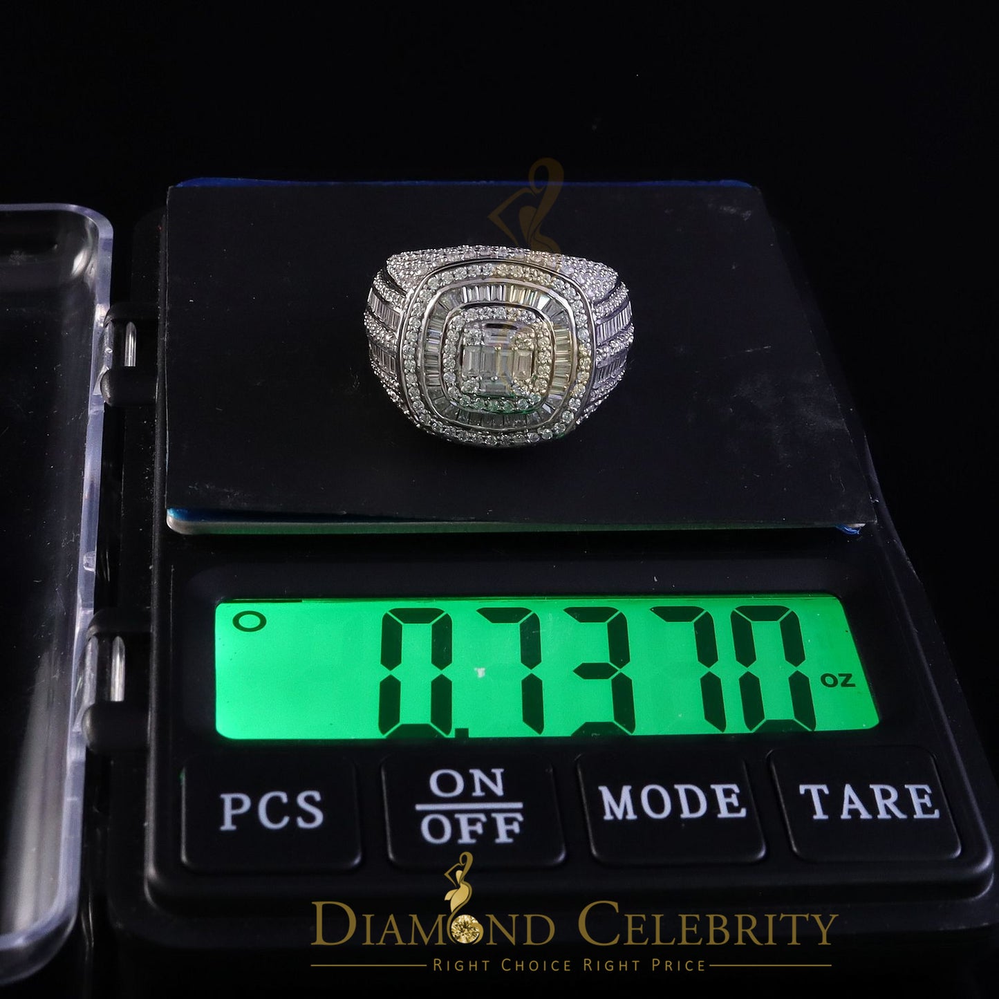 DiamondCelebritees 925 Sterling White Silver 5.50ct VVS 'D' Moissanite Round Rings SZ 10 for Men's