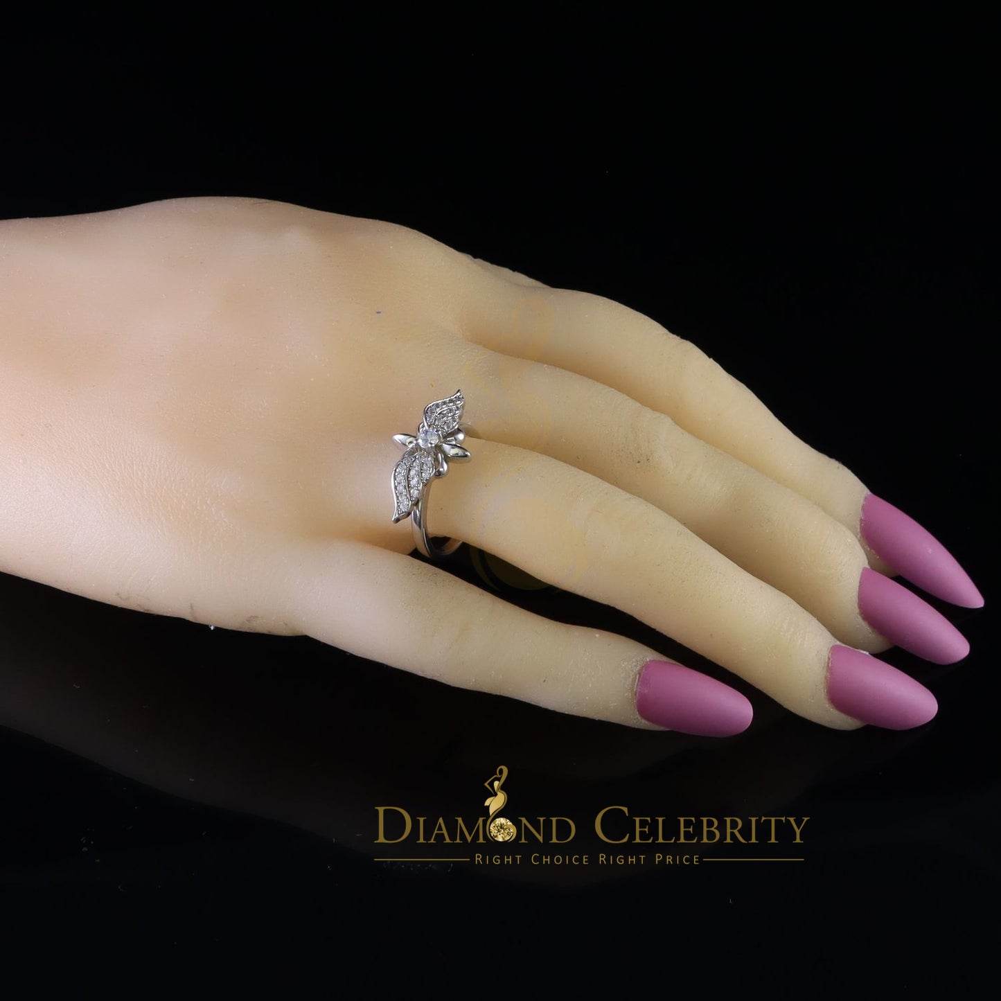 DiamondCelebritees 925 Sterling White Silver 0.75ct Cubic Zirconia Butterfly Womens Ring Size 6