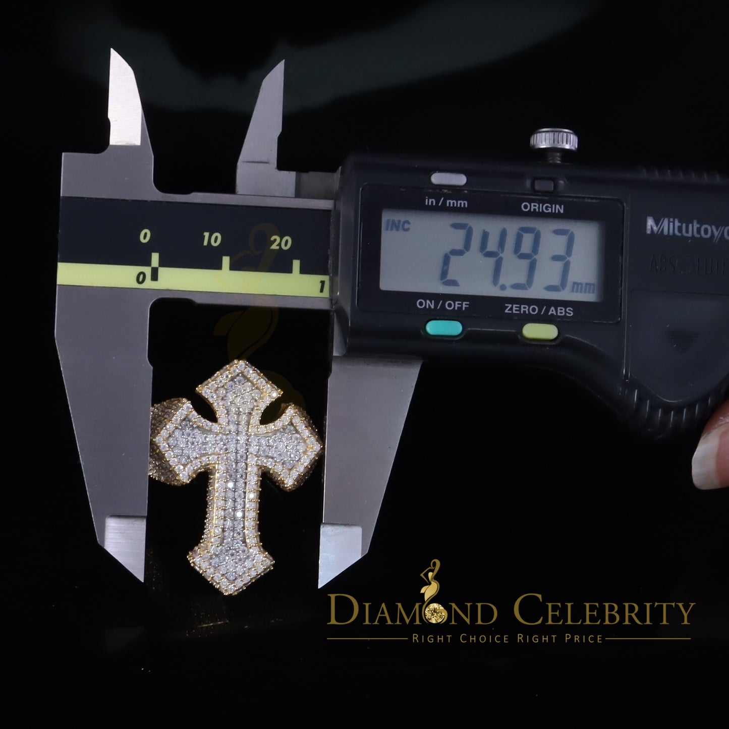 DiamondCelebritees Men's Yellow Cross 925 Sterling Silver 5.50ct VVS D Moissanite Rings Size 10