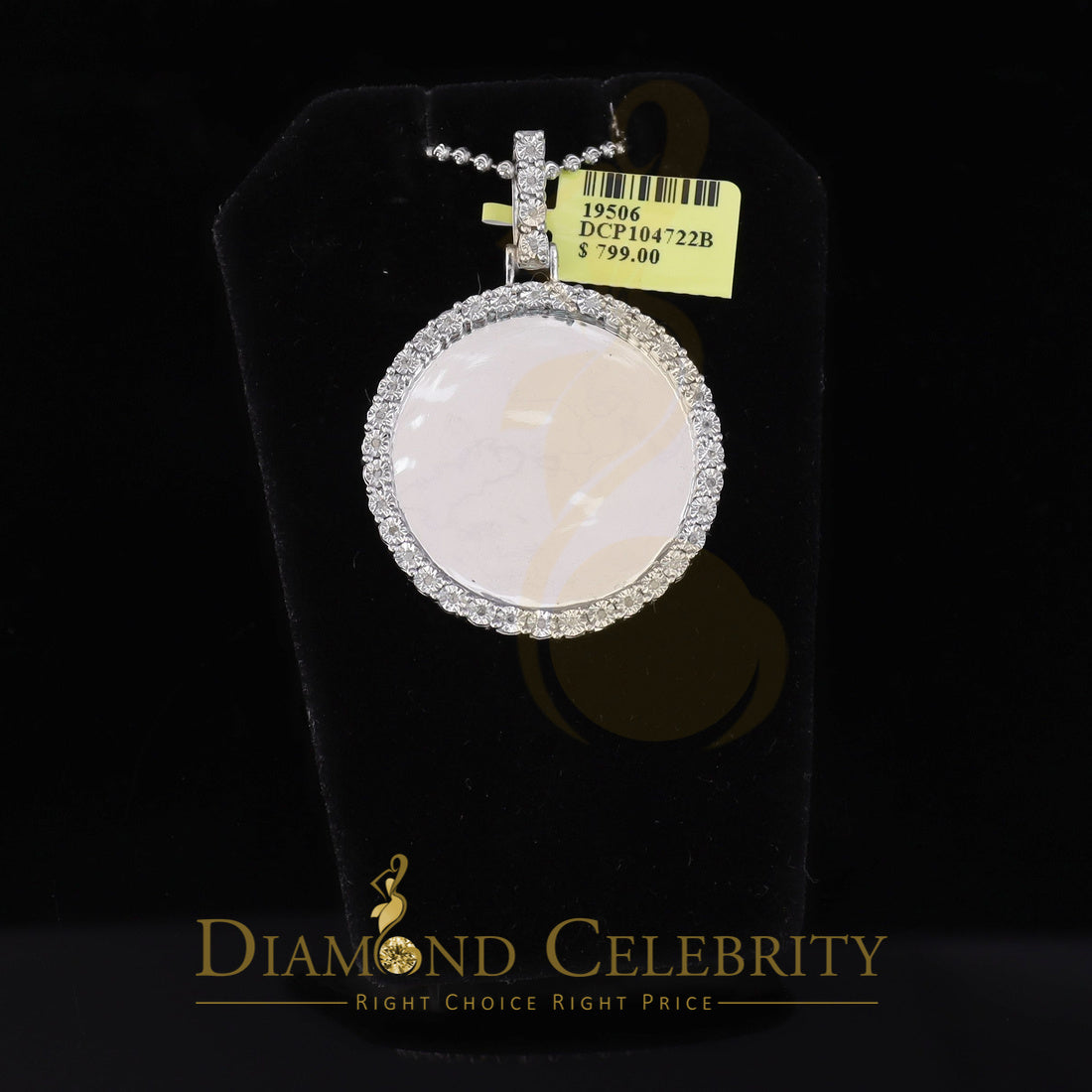 DiamondCelebritees Real 0.15ct Diamond 925 Sterling Silver 1.50" PICTURE Fashion White Pendant