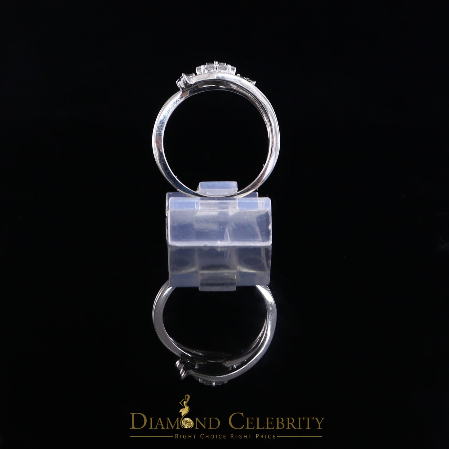 DiamondCelebritees Real 10kt White Gold Real 0.33CT Diamond Floral Shape Black Stone Ring size 7