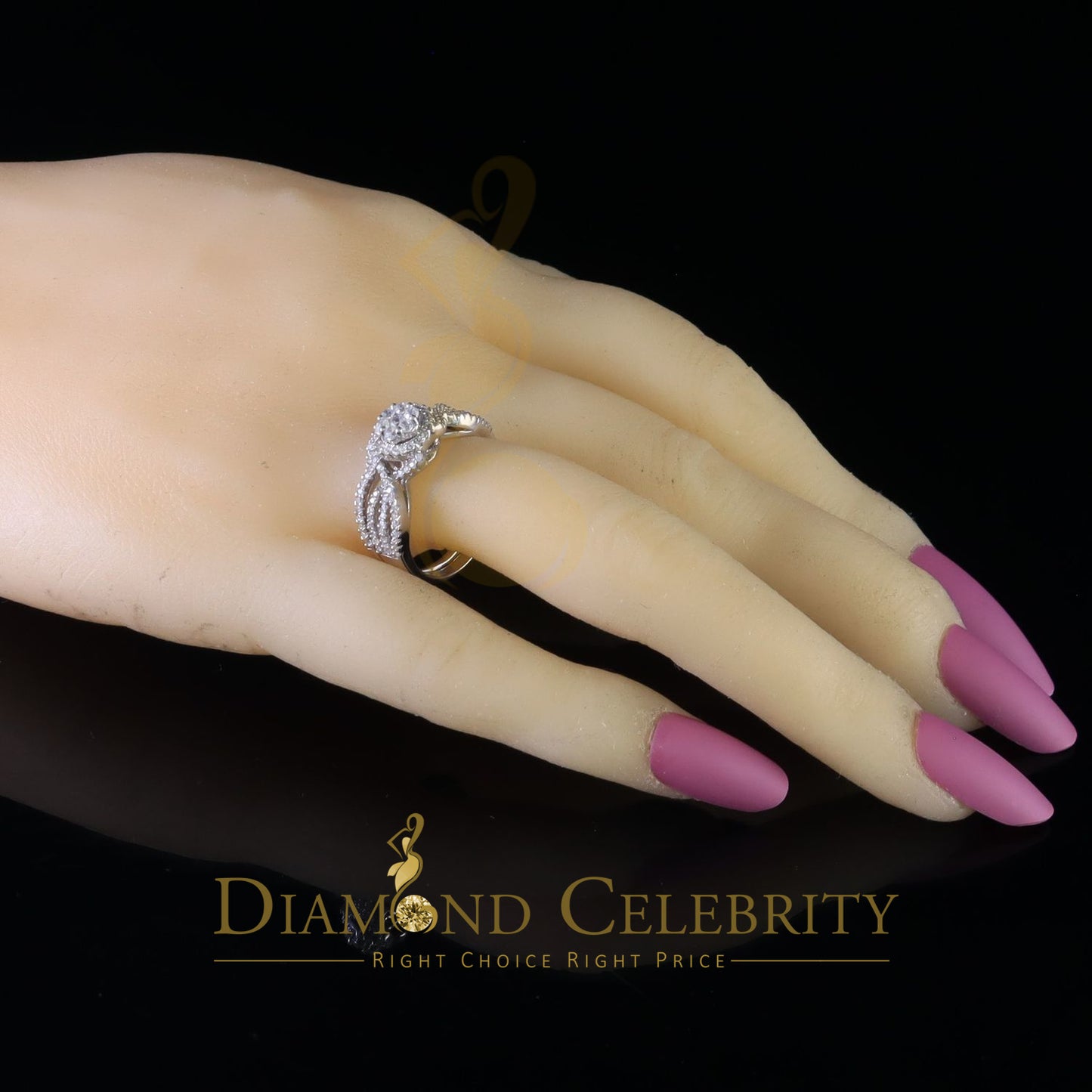 DiamondCelebritees 1.60ct Cubic Zirconia White 925 Silver Men's/ Women 2PC Bridal Rings Size 7