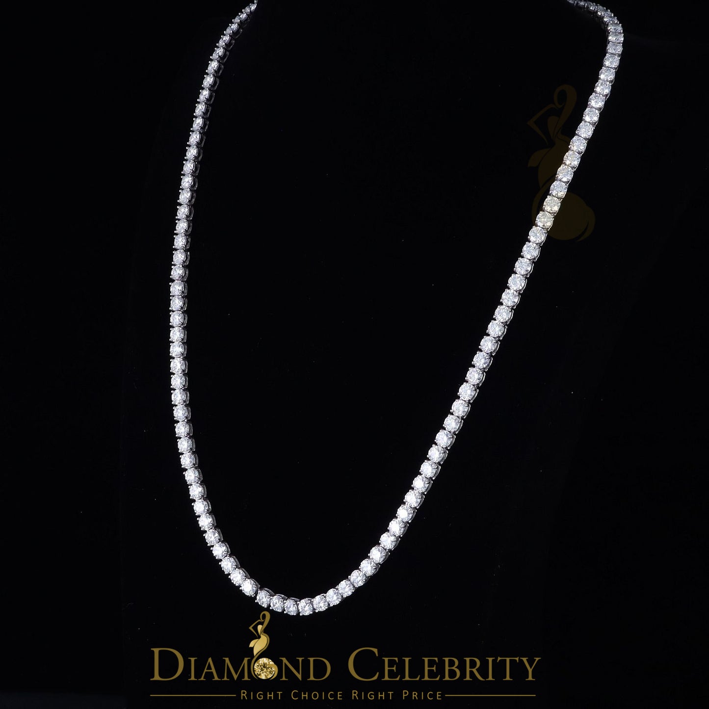 DiamondCelebritees Tennis Necklace 925 Silver White Moissanite size 20 inch & Width 5.2mm
