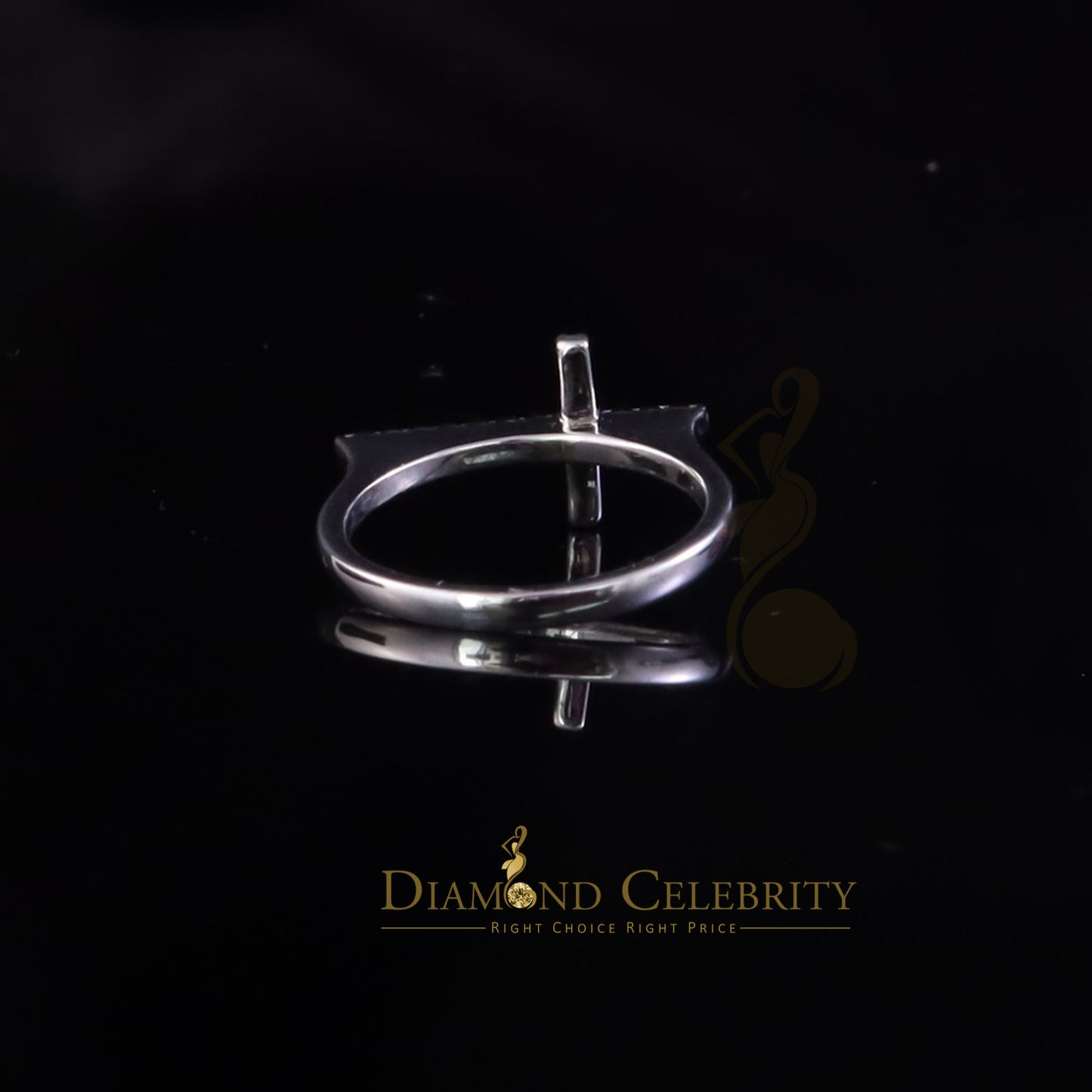 DiamondCelebritees 925 Sterling White Silver 0.19ct Cubic Zirconia Women's Cross Ring Size 6