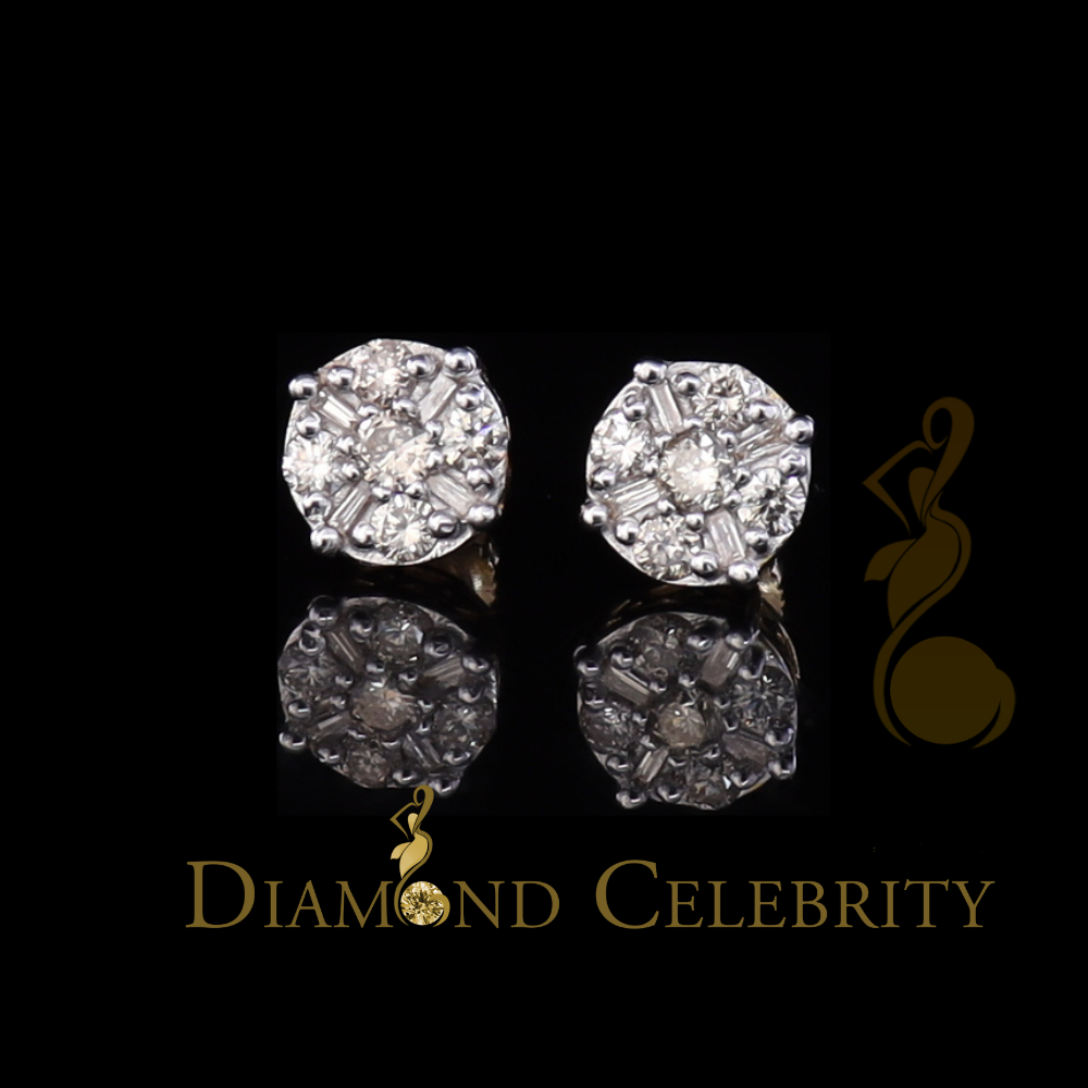 DiamondCelebritees10K Real Yellow Gold with Real 0.85CT Diamond Men's/Women's Stud Round Earring