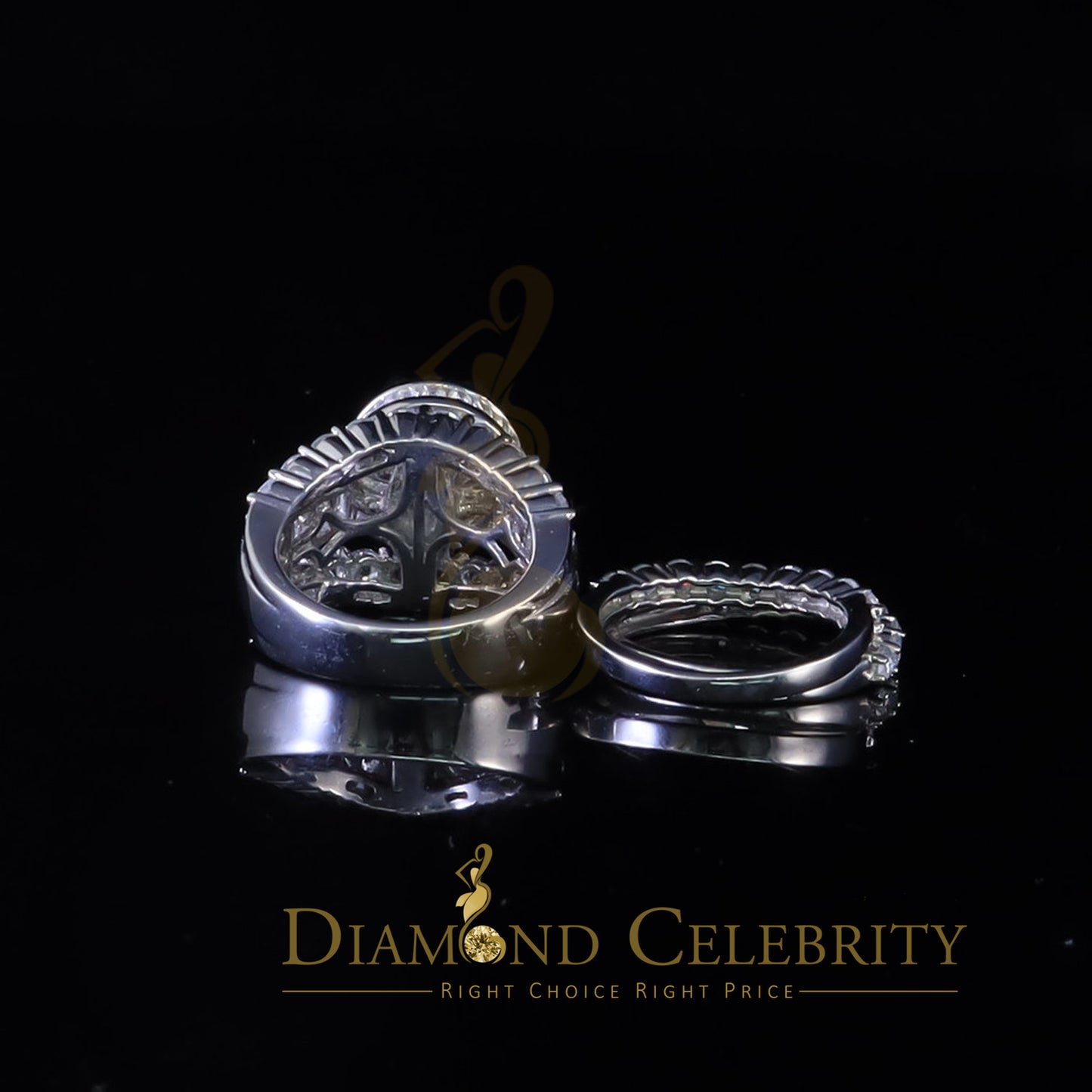 DiamondCelebritees 17.00ct Cubic Zirconia 925 Silver White Ring Multi Row Bridal Womens Ring Size 9