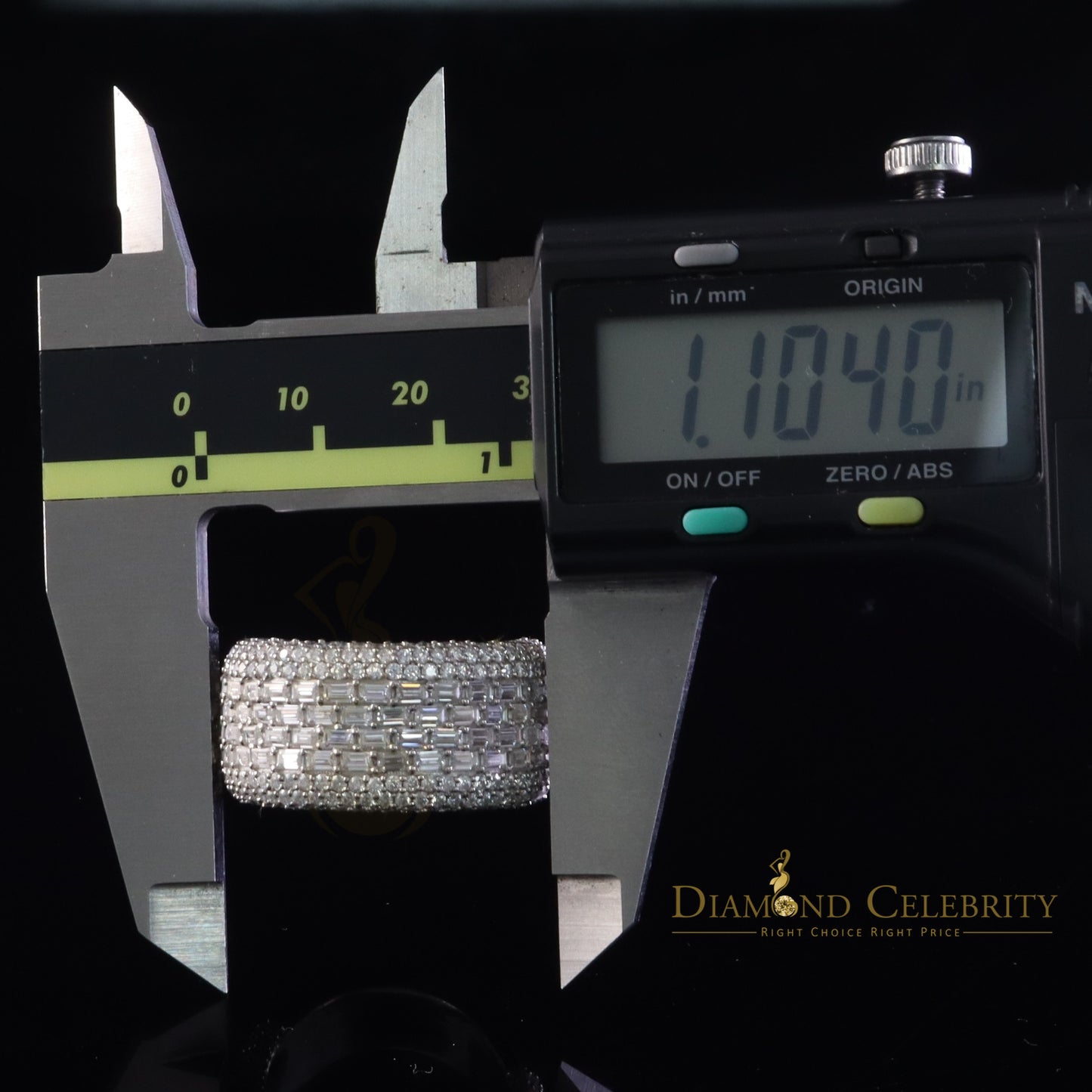 DiamondCelebritees Men's/Womens Silver White 6.00ct VVS 'D' Moissanite Baguette Stone Band Size 10