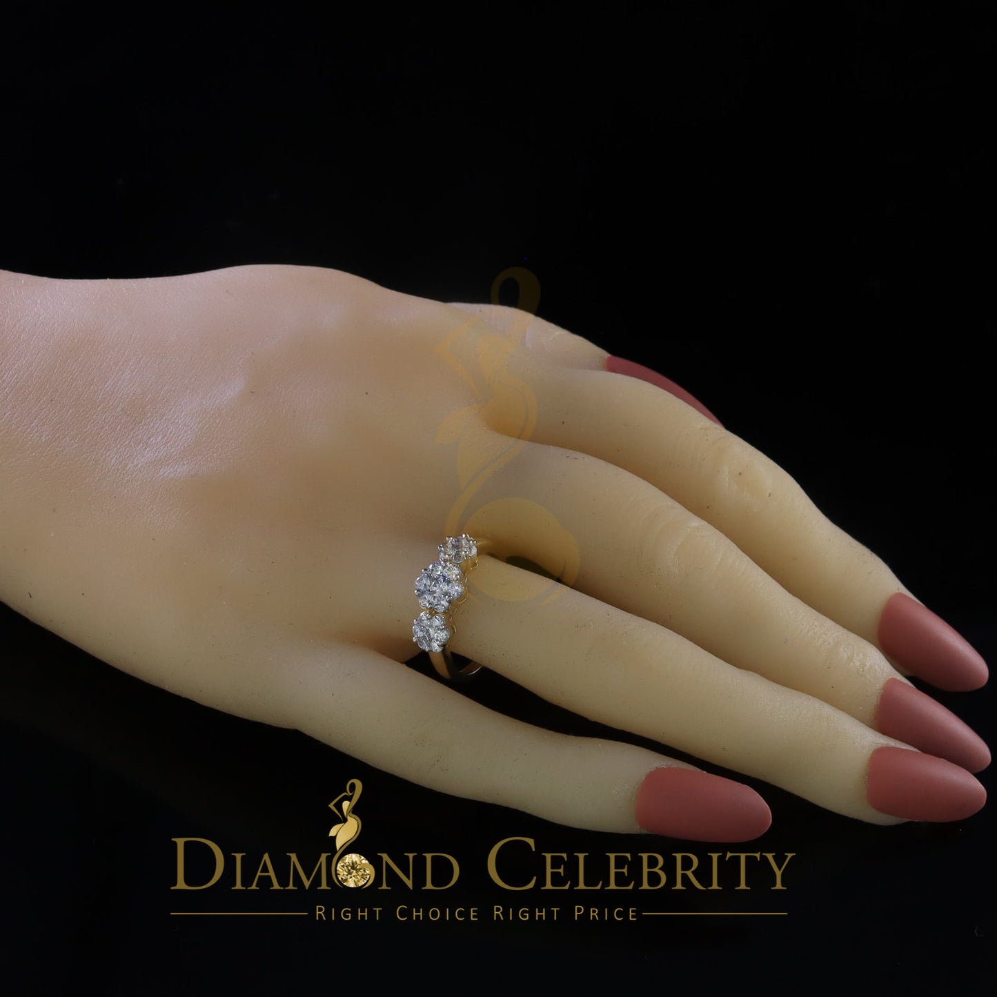 DiamondCelebritees Sterling Yellow Silver Floral-Shaped Cubic Zirconia 2.0ct Womens Ring Size 7