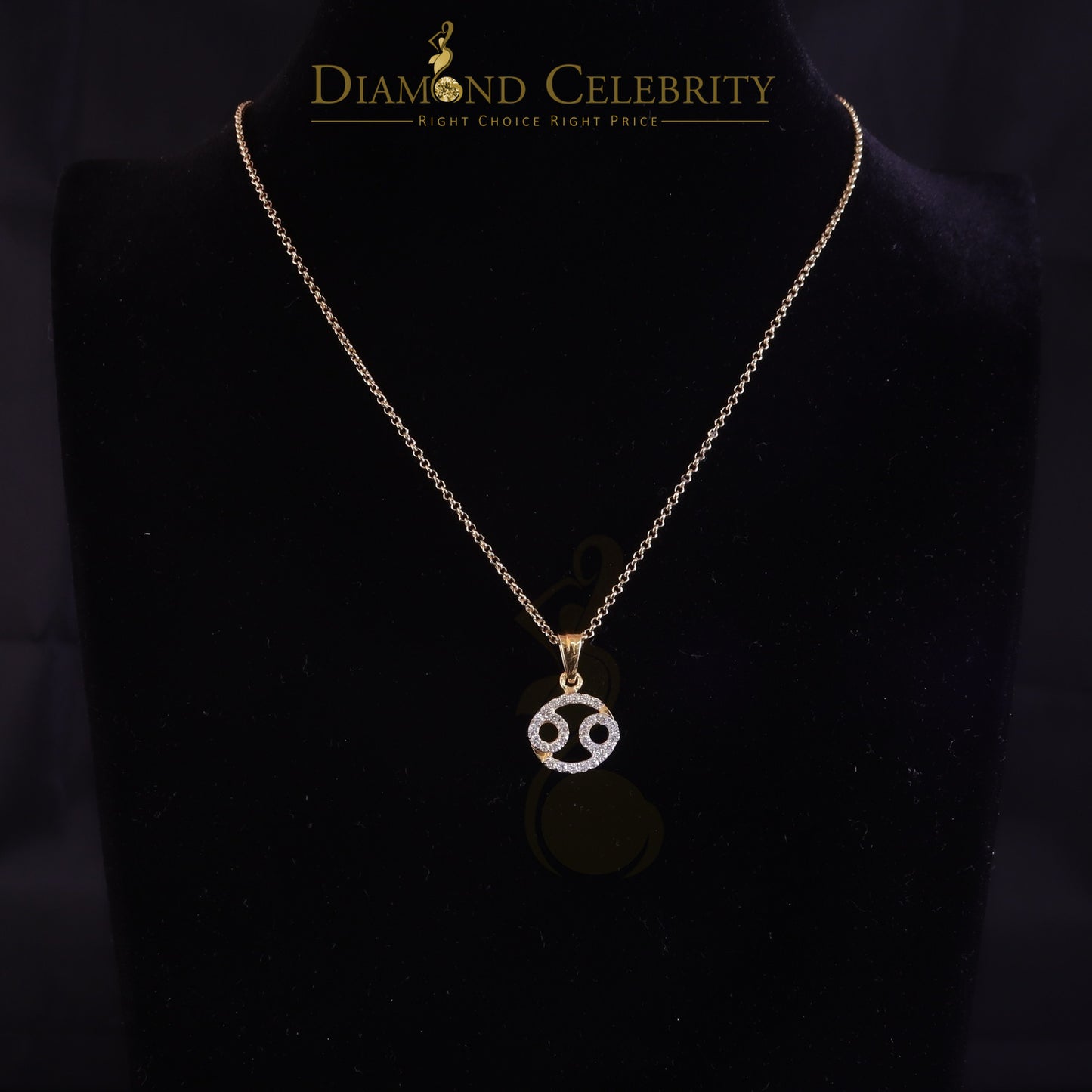 DiamondCelebritees 0.70ct Cubic Zirconia Yellow Silver CANCER JULY Month Pendant Men's & Women's