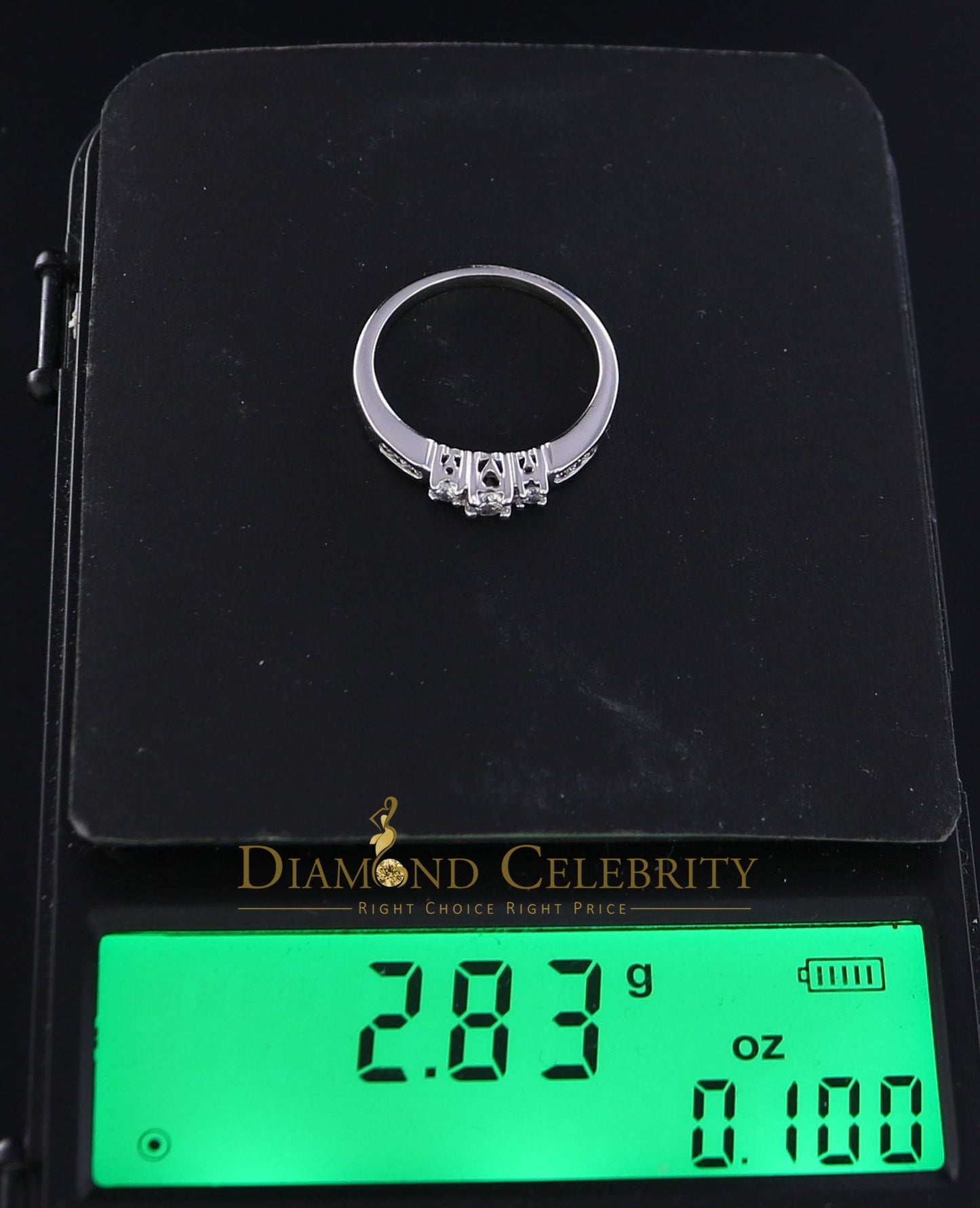 DiamondCelebritees 14KT Real White Gold with 0.50CT Real Diamond Round Shape Womens Ring Size 6.5