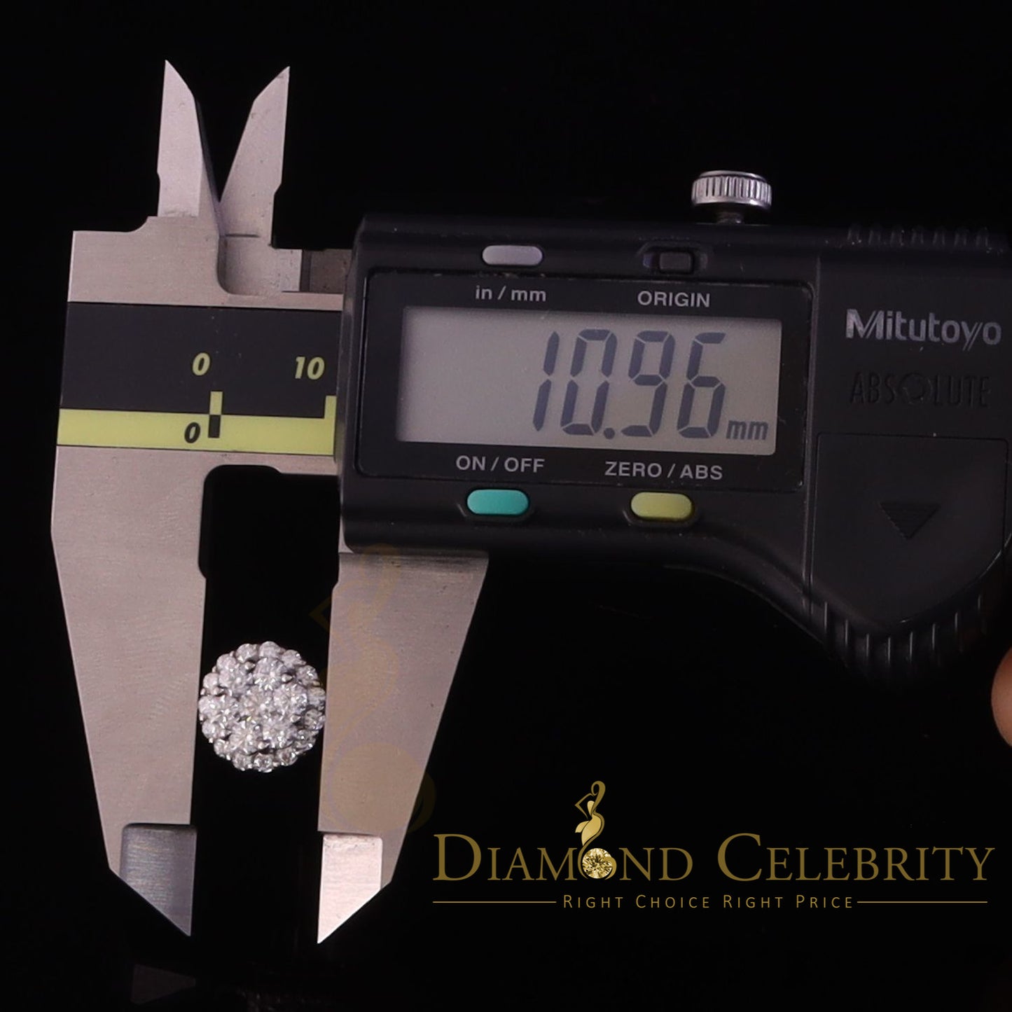DiamondCelebritees Genuine 2.0ct Vvs 'D' Color Moissanite Cluster Earring 10k Real Yellow Gold