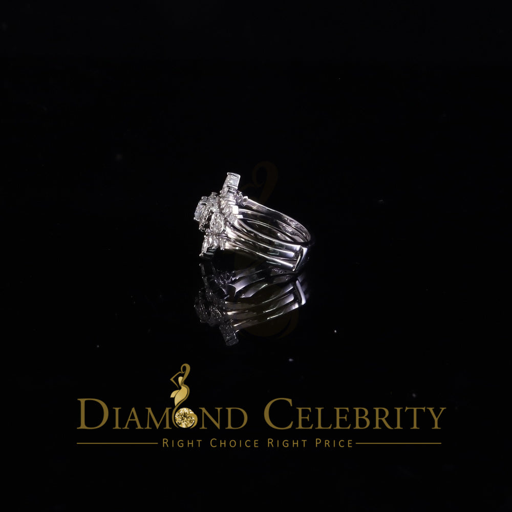 DiamondCelebritees 925 White Silver Moissanite 2.00ctVVS D Solitaire Enhancer Guard Wrap Rings