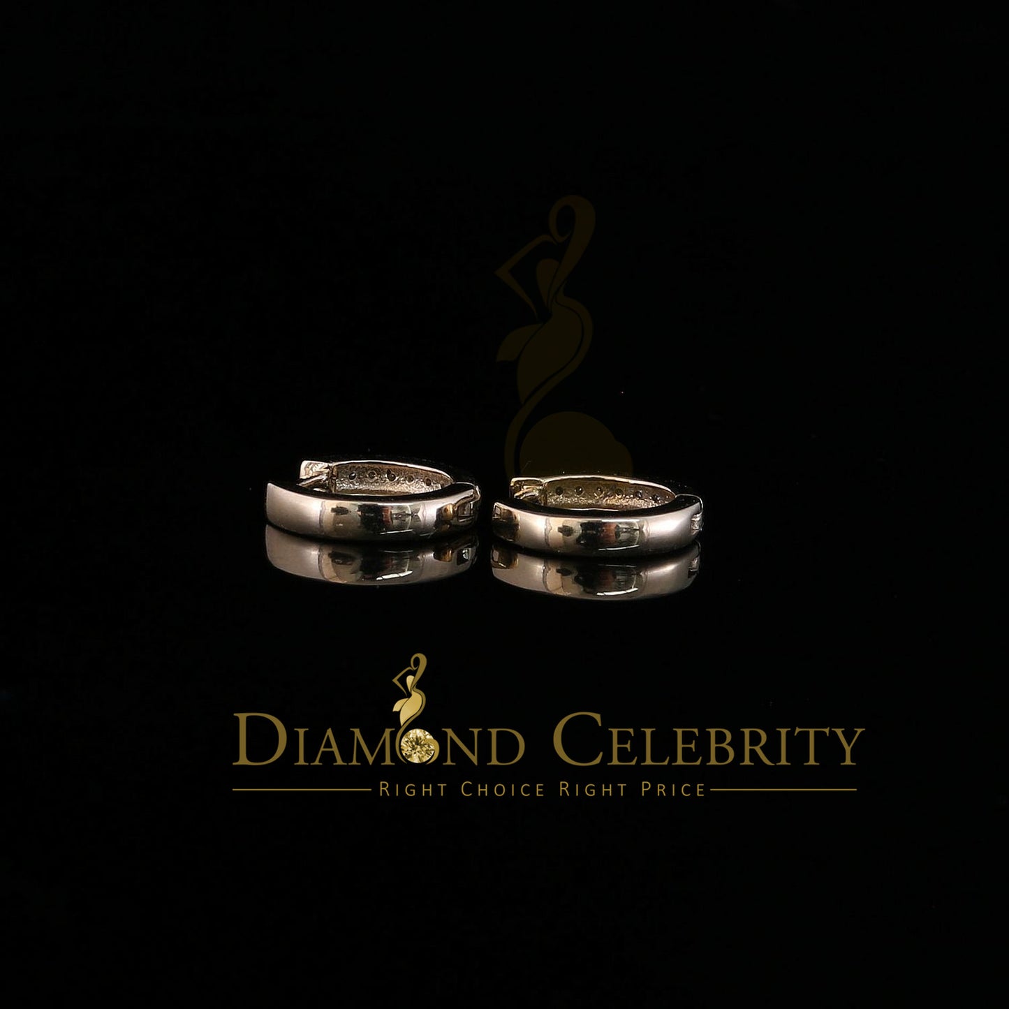 DiamondCelebritees 0.07ct Diamond 925 Sterling Silver Yellow Hoop Stud Earrings For Men's / Women's
