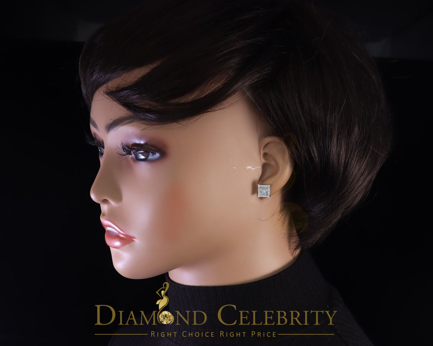 DiamondCelebritees Yellow 925 Sterling Silver 0.68ct Cubic Zirconia Women's & Men's Square Earrings