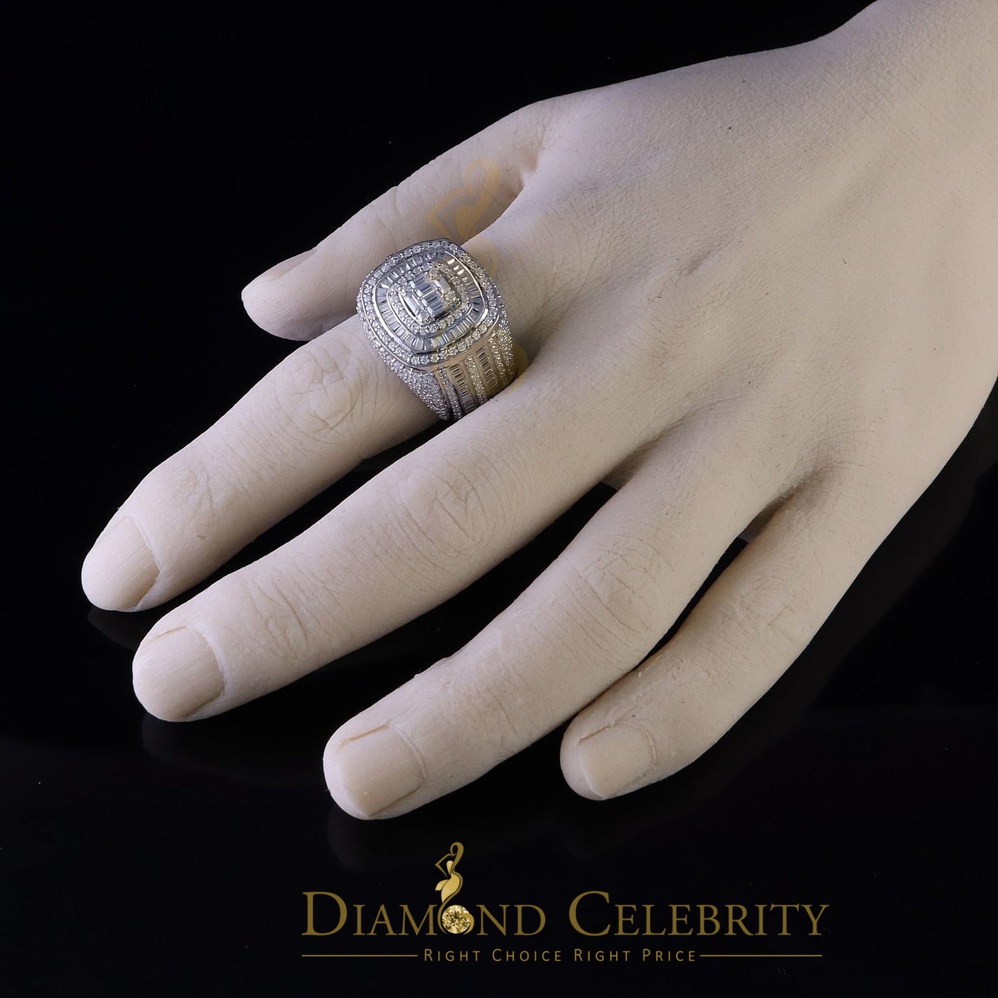 DiamondCelebritees 925 Sterling White Silver 5.50ct VVS 'D' Moissanite Round Rings SZ 10 for Men's