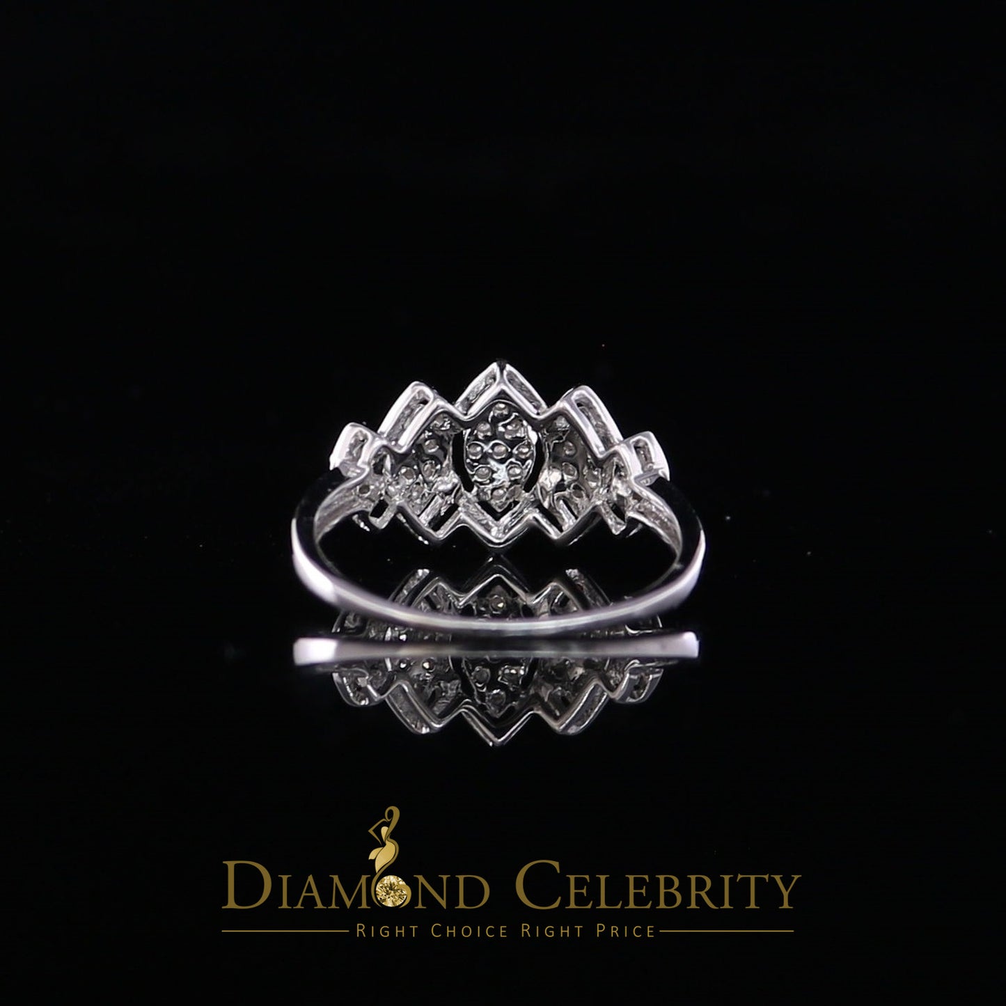 DiamondCelebritees Real 10kt White Gold 0.12CT Real Diamond Past Present Future Ring Women SZ 6.5