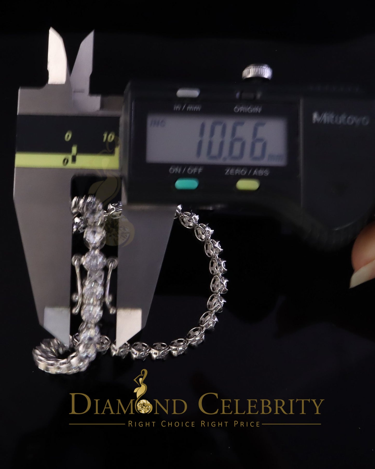 Diamondcelebritees Tennis Bracelet Cubic Zirconia Wdth 8mm Length sz 9inch Sterling Silver He /She