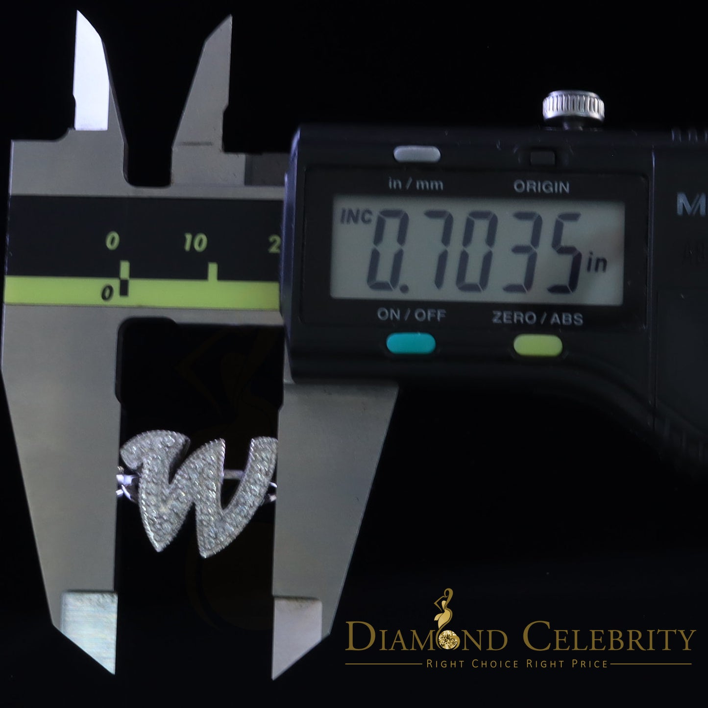 DiamondCelebritees Cubic Zirconia 0.40ct Alphabet W Women's White Silver Ring Size 7