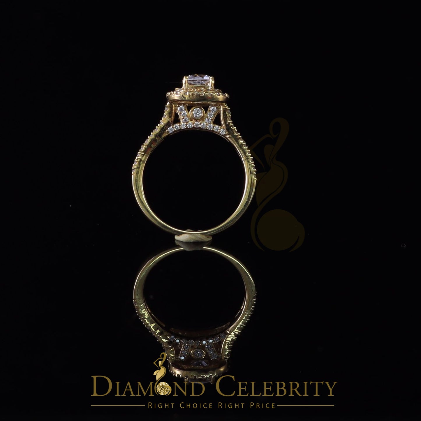 King Of Blings 10K Yellow Gold 2.00CT 'VVS' 'FL' D clr Cushion Cut Moissonite Womens Ring S/7