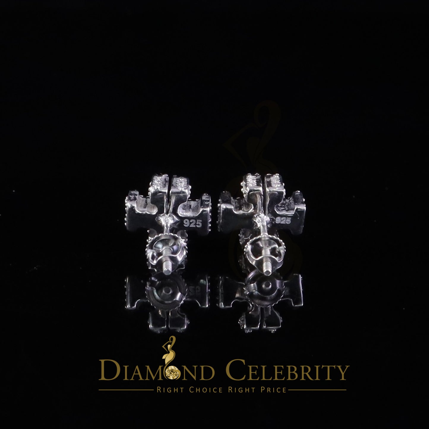 Diamondcelebritees White Designer cross 1CT VVS 'D' Moissanite Men's/Womens 925 Silver Earrings